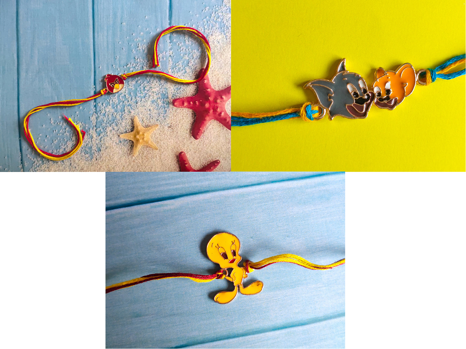 Combo of 3 Popular Trendy Multi-Color Cartoon Kids Rakhi