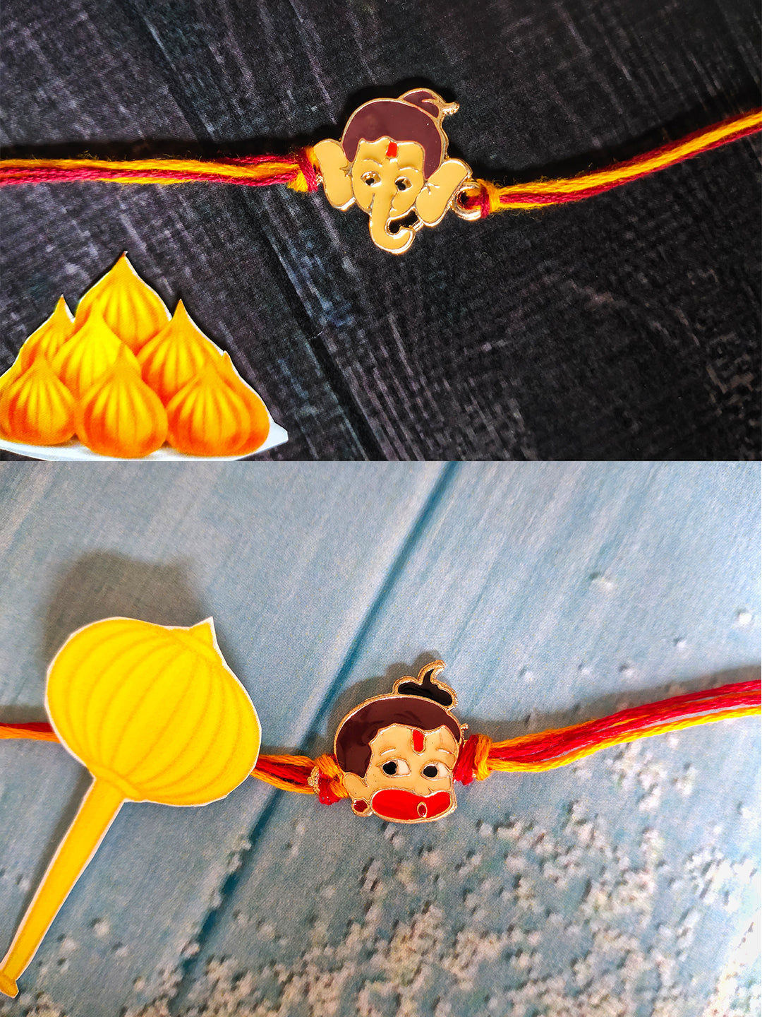 Combo of Bal Ganesh and Bal Hanuman Kids Rakhi