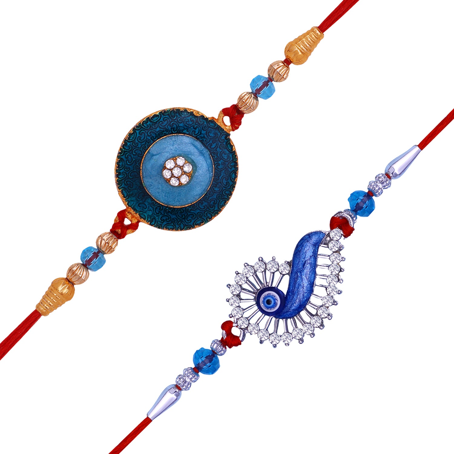 Combo of Floral and Evil Eye Rakhi