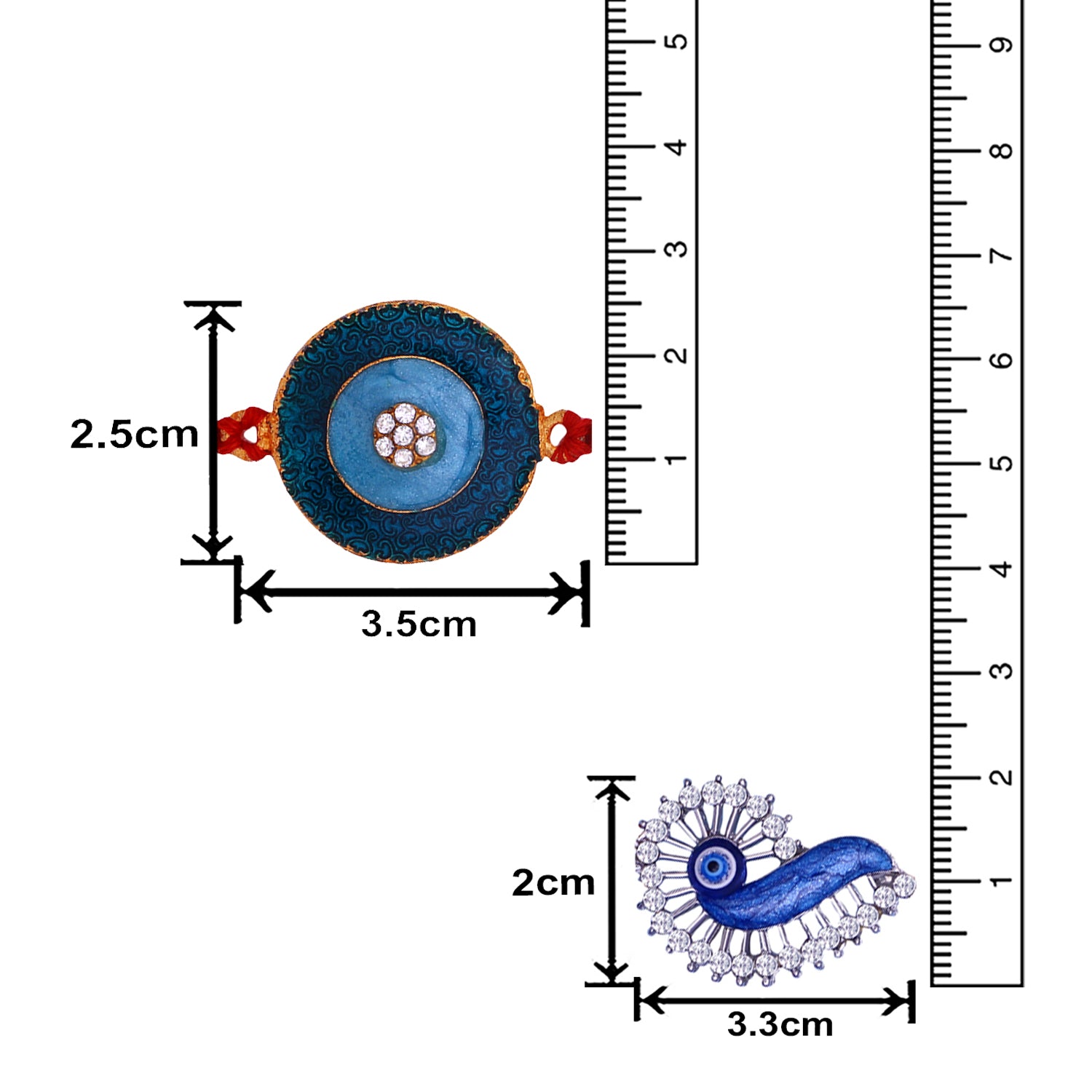 Combo of Floral and Evil Eye Rakhi