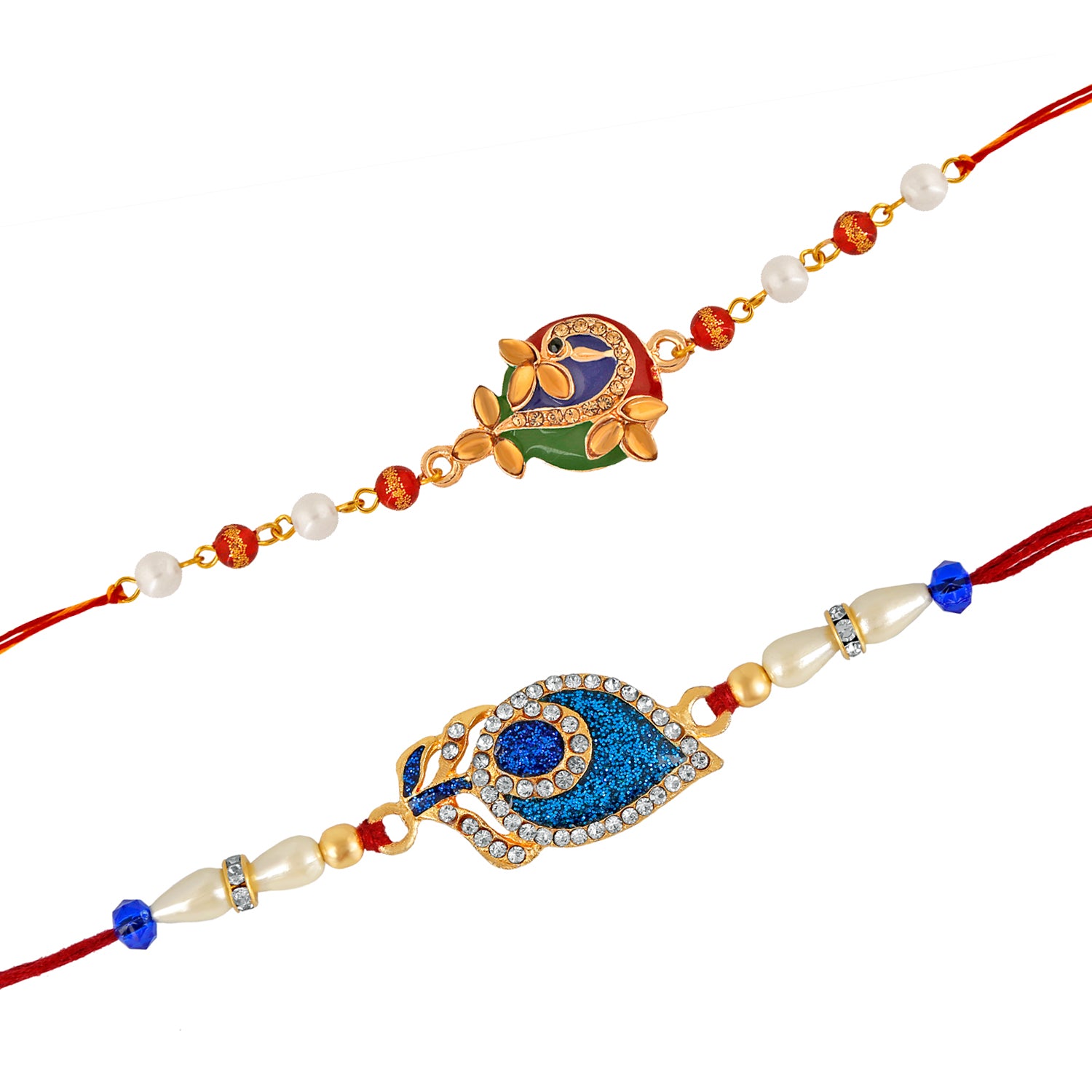 Combo of Peacock and Peacock Feather Rakhi
