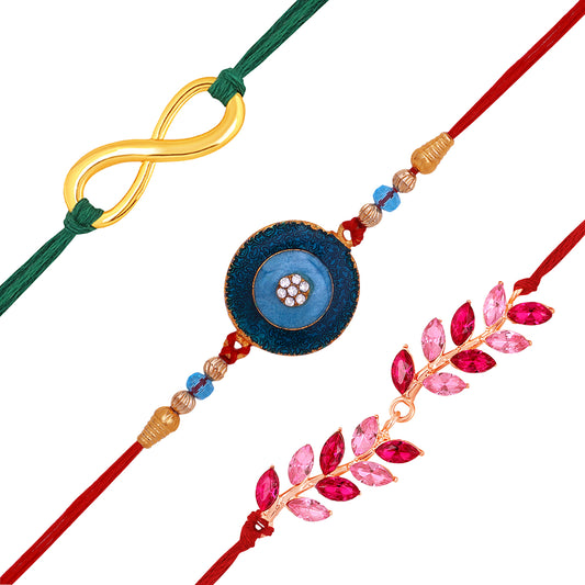 Combo of Leafy, Infinite and Floral Rakhi