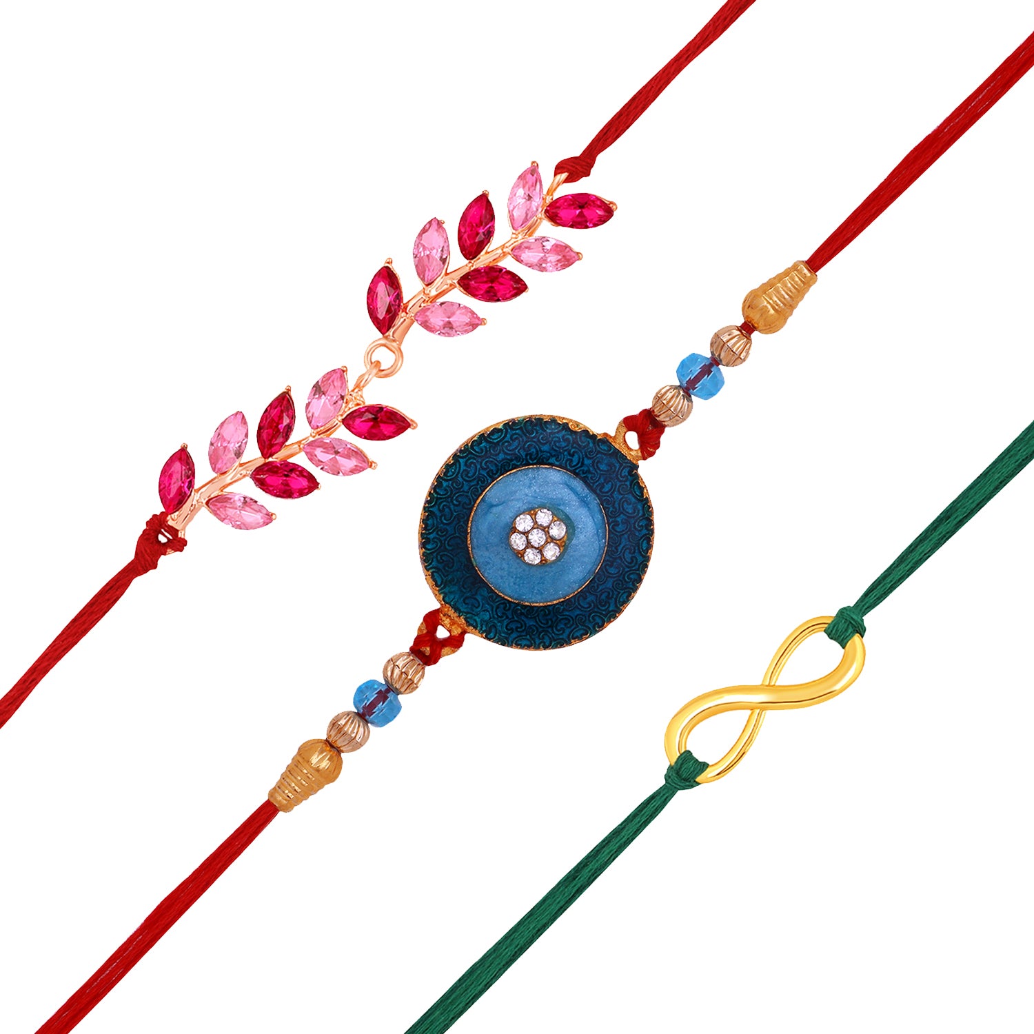 Combo of Leafy, Infinite and Floral Rakhi