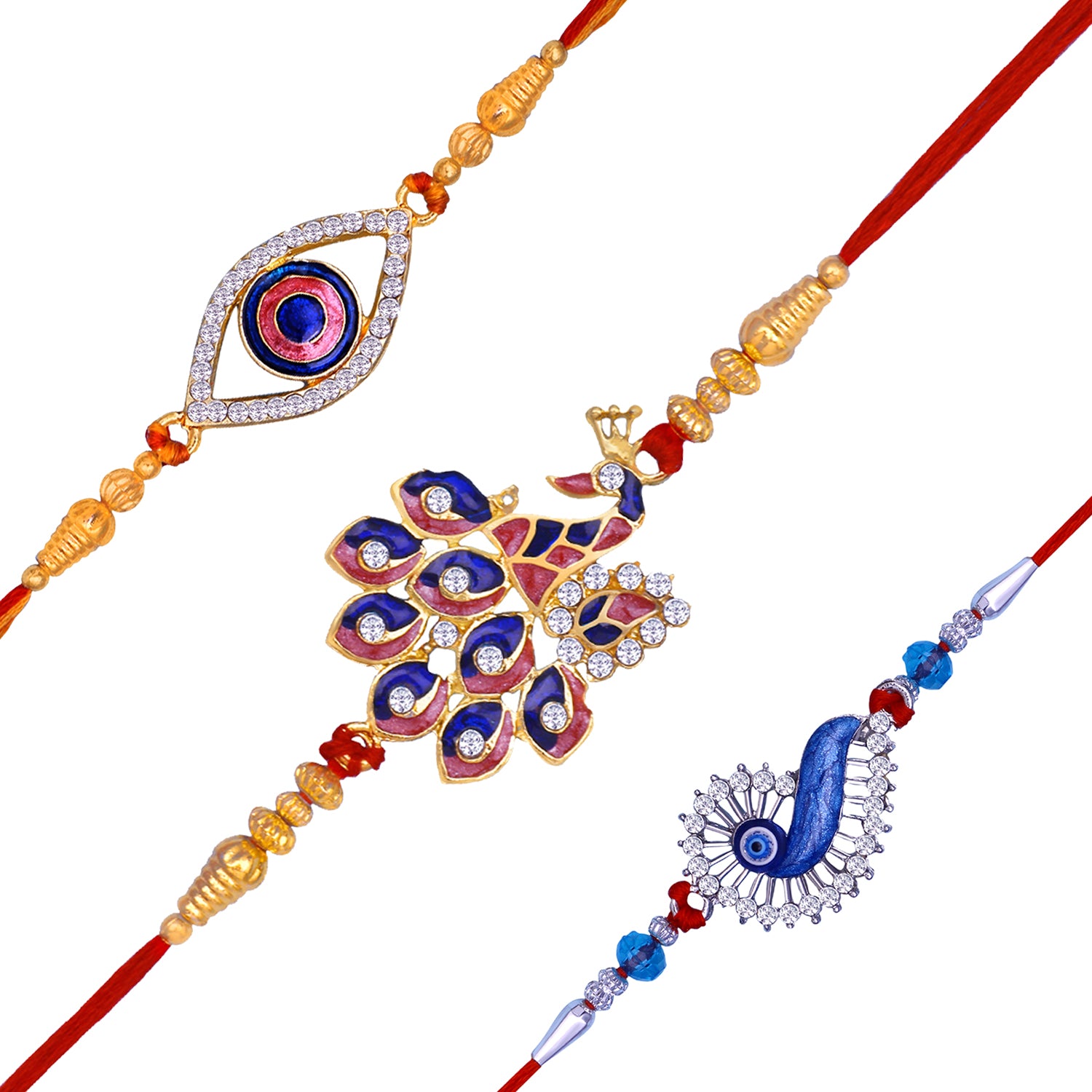 Combo of Evil Eye and Peacock Rakhi