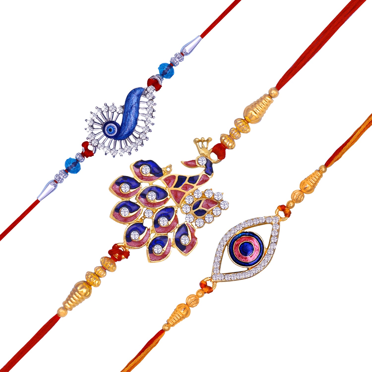 Combo of Evil Eye and Peacock Rakhi