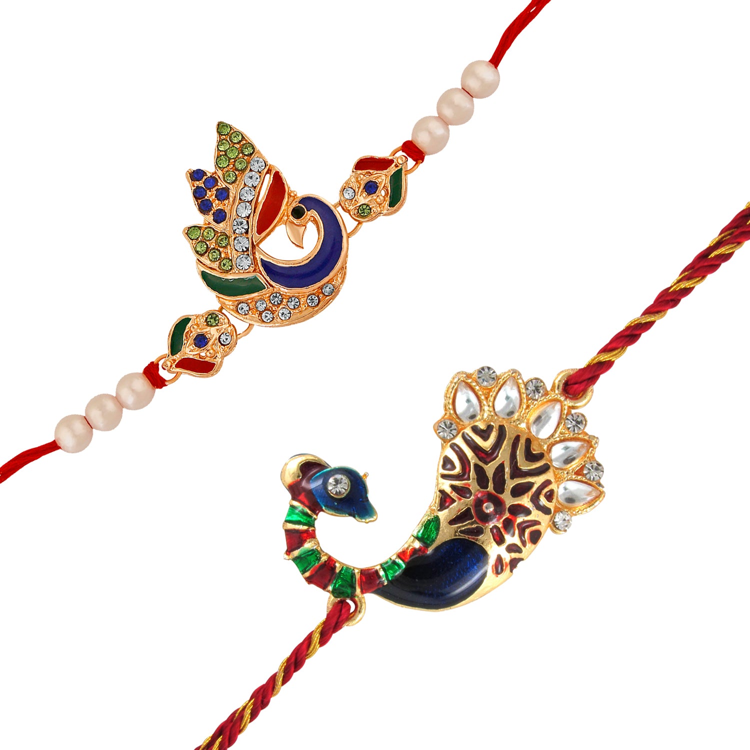 Combo of Peacock and Peacock Feather Rakhi
