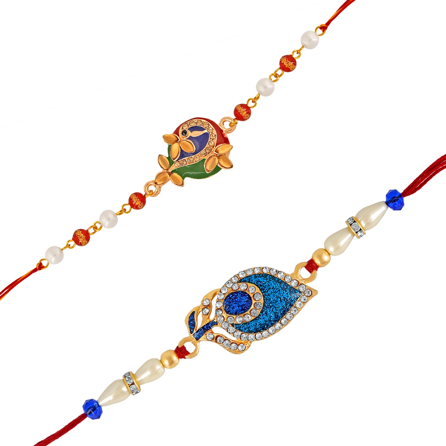 Combo of Peacock and Peacock Feather Rakhi