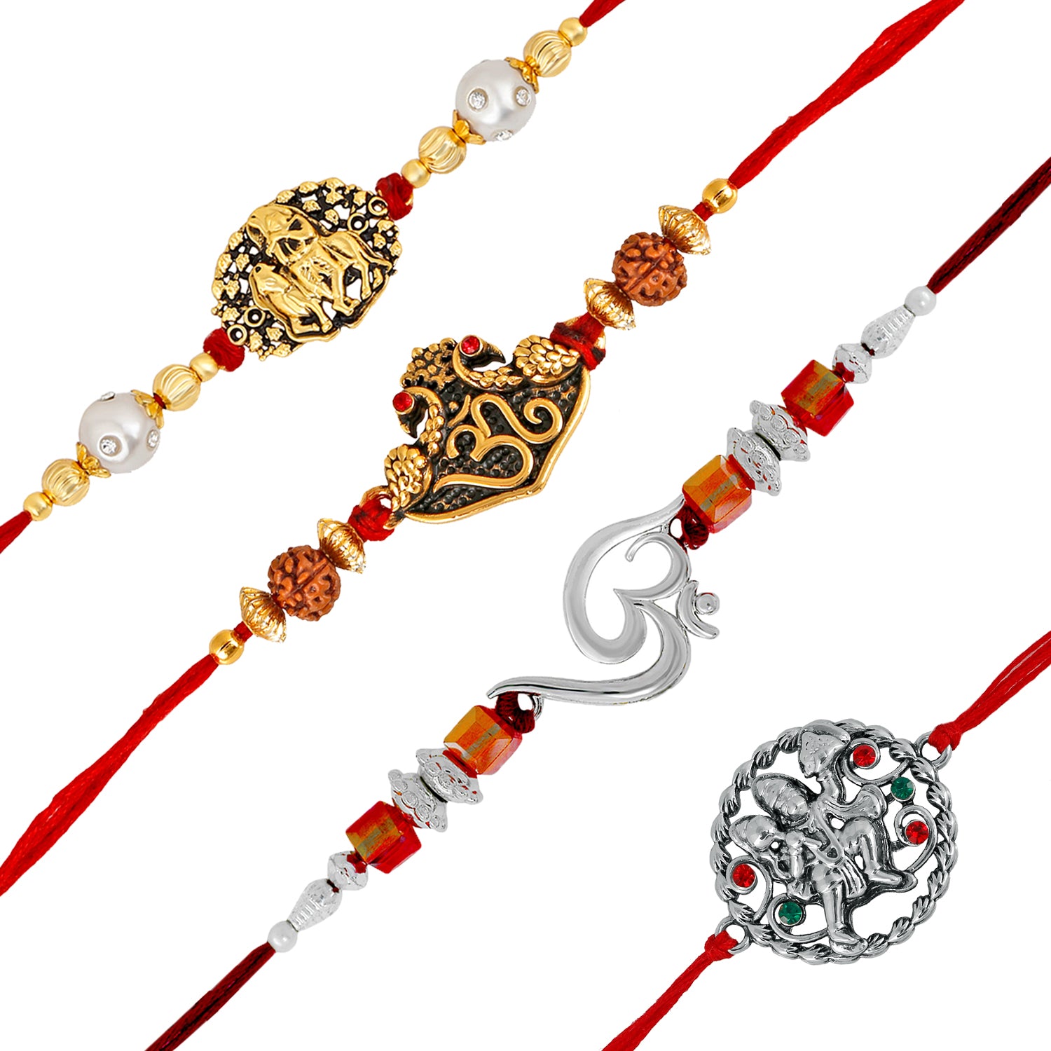Combo of Krishna, Om and Hanuman Rakhi