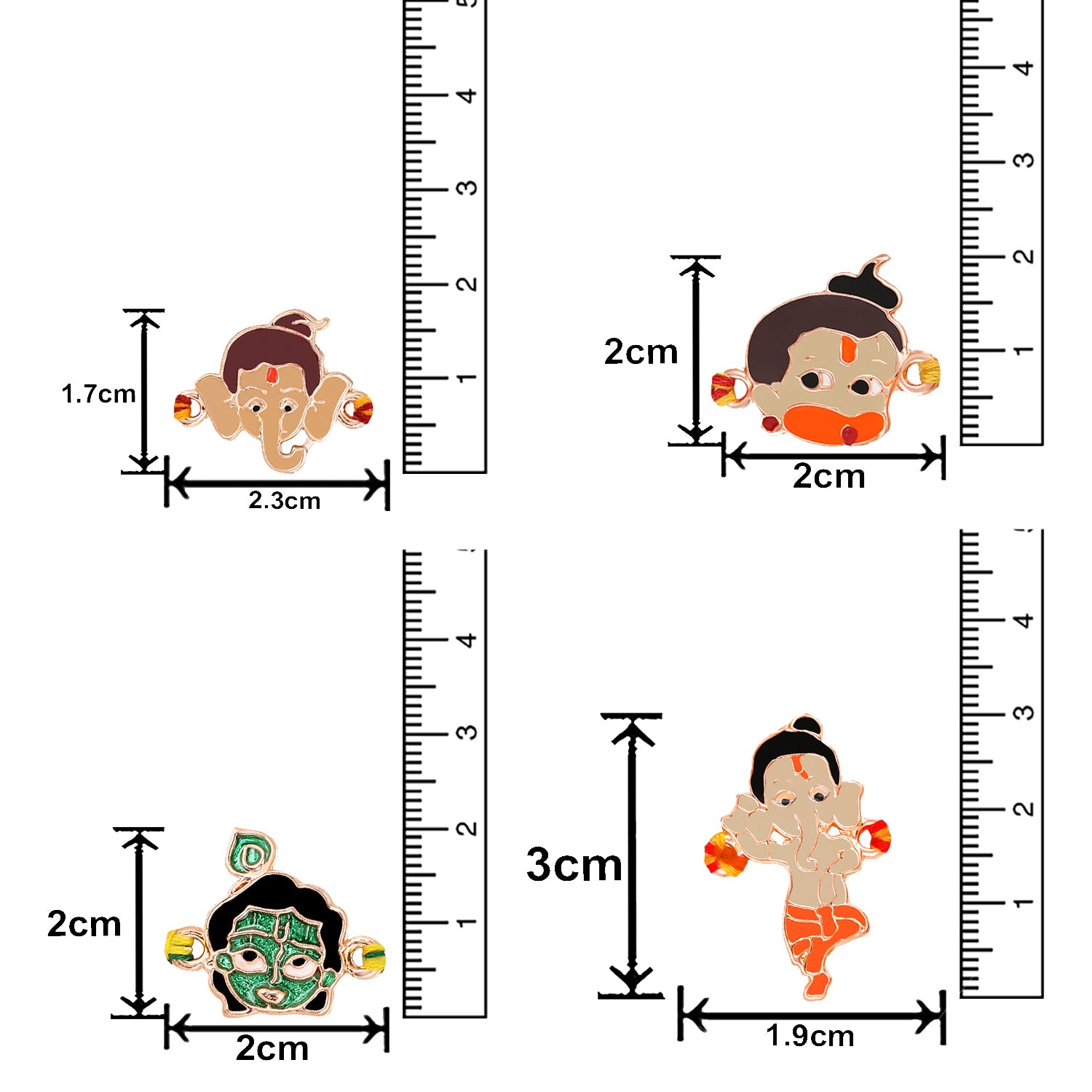 Combo of Bal Ganesh, Bal Krishna and Bal Hanuman Rakhi