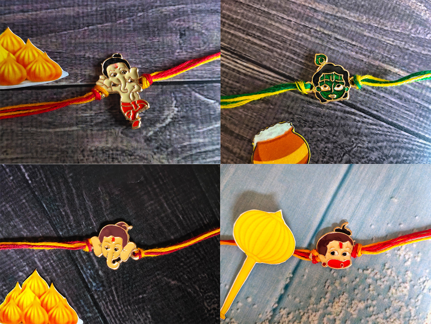 Combo of Bal Ganesh, Bal Krishna and Bal Hanuman Rakhi