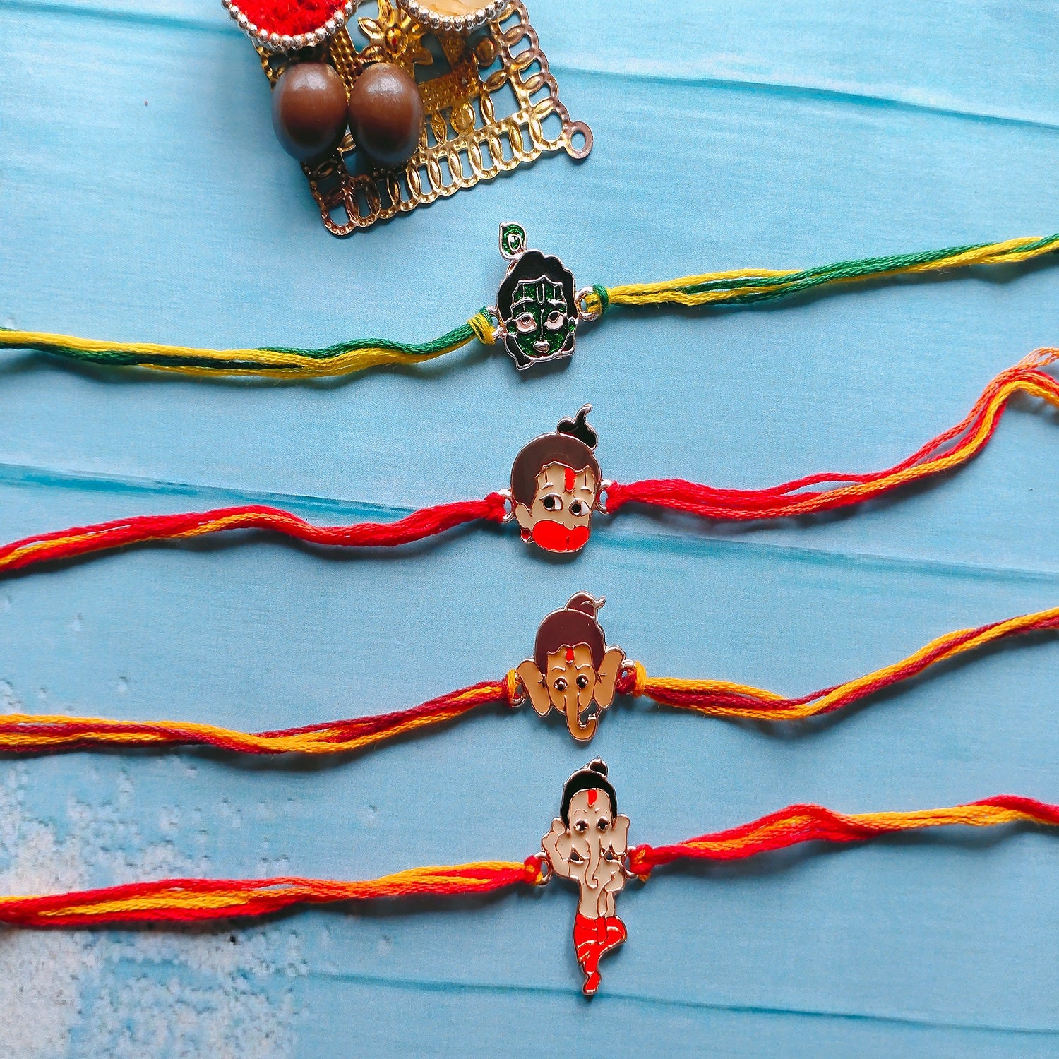 Combo of Bal Ganesh, Bal Krishna and Bal Hanuman Rakhi