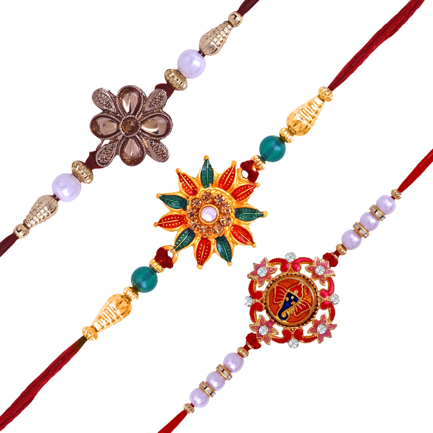 Combo of Three Multicolor Rakhi's