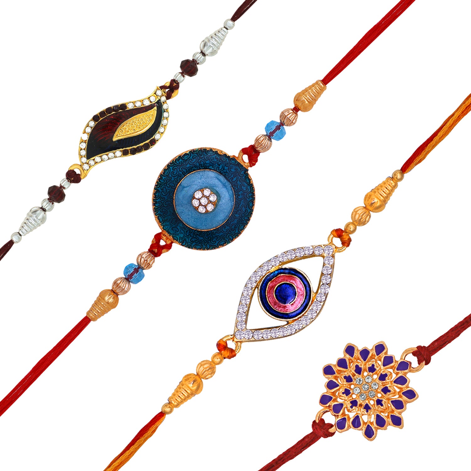 Combo of Floral and Evil Eye Rakhi