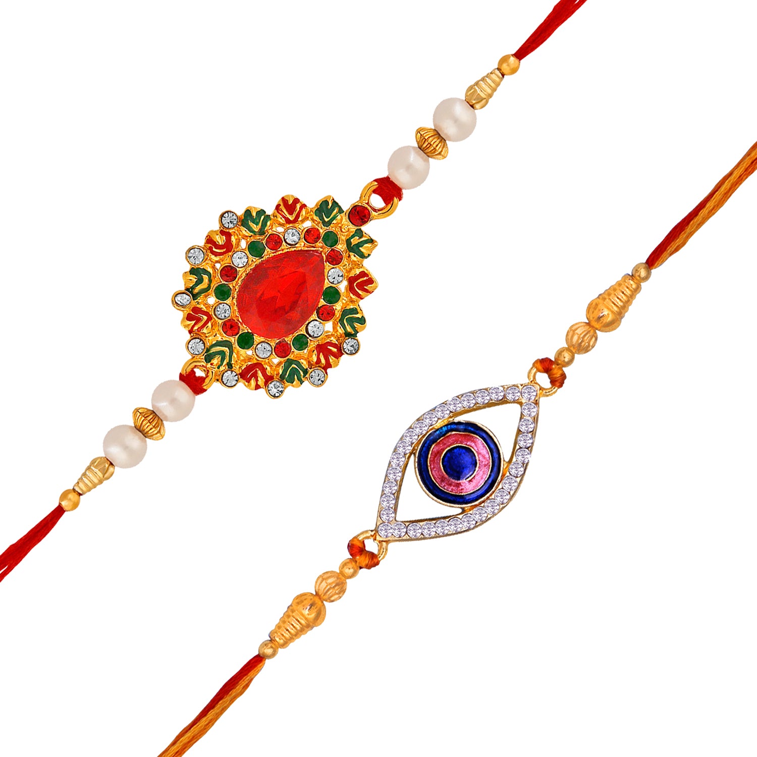 Combo of Classic Designer and Evil Eye Rakhis