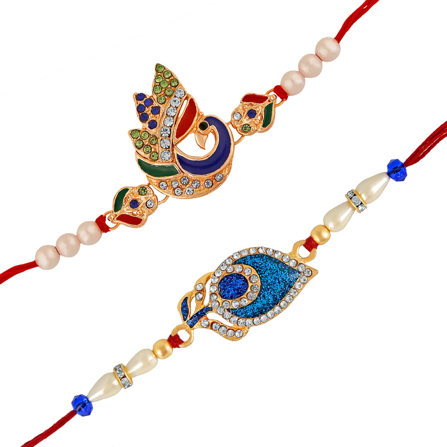 Combo of Peacok and Peacock Feather Shaped Rakhi