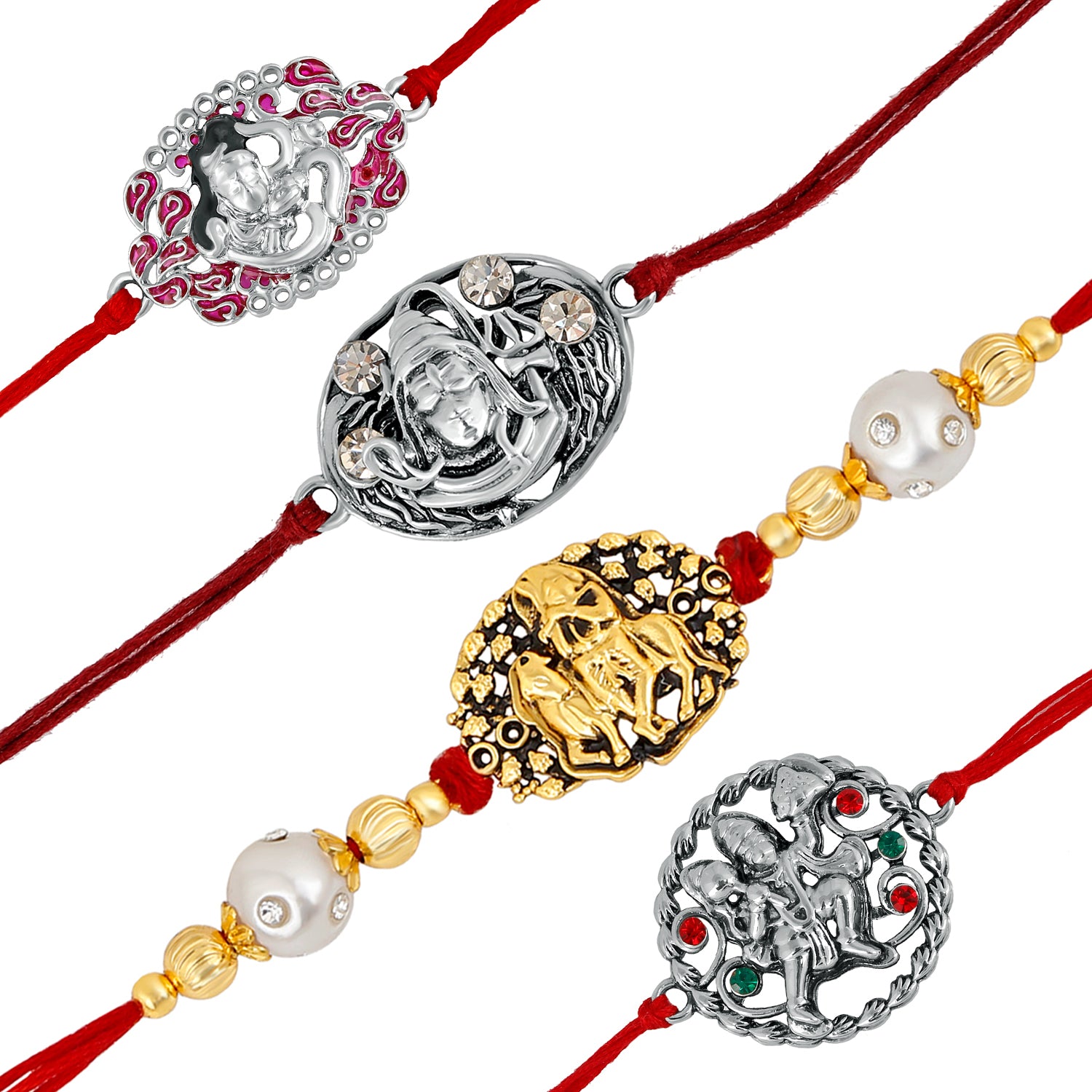 Combo of Lord Hanuman, Krishna and Shiva Religious Rakhis