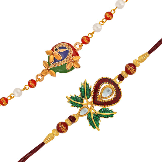 Combo of Leaf and Peacock Shaped Rakhi's