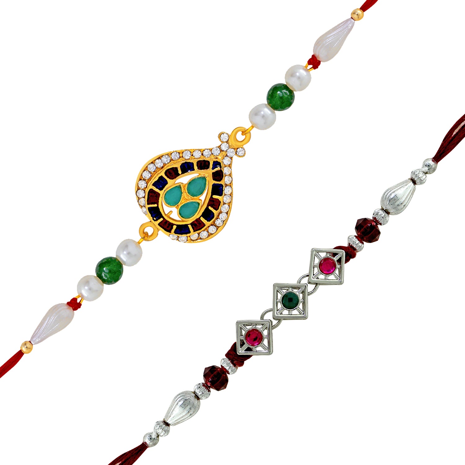 Combo of Classic Designer Multicolor Crystals Rakhi