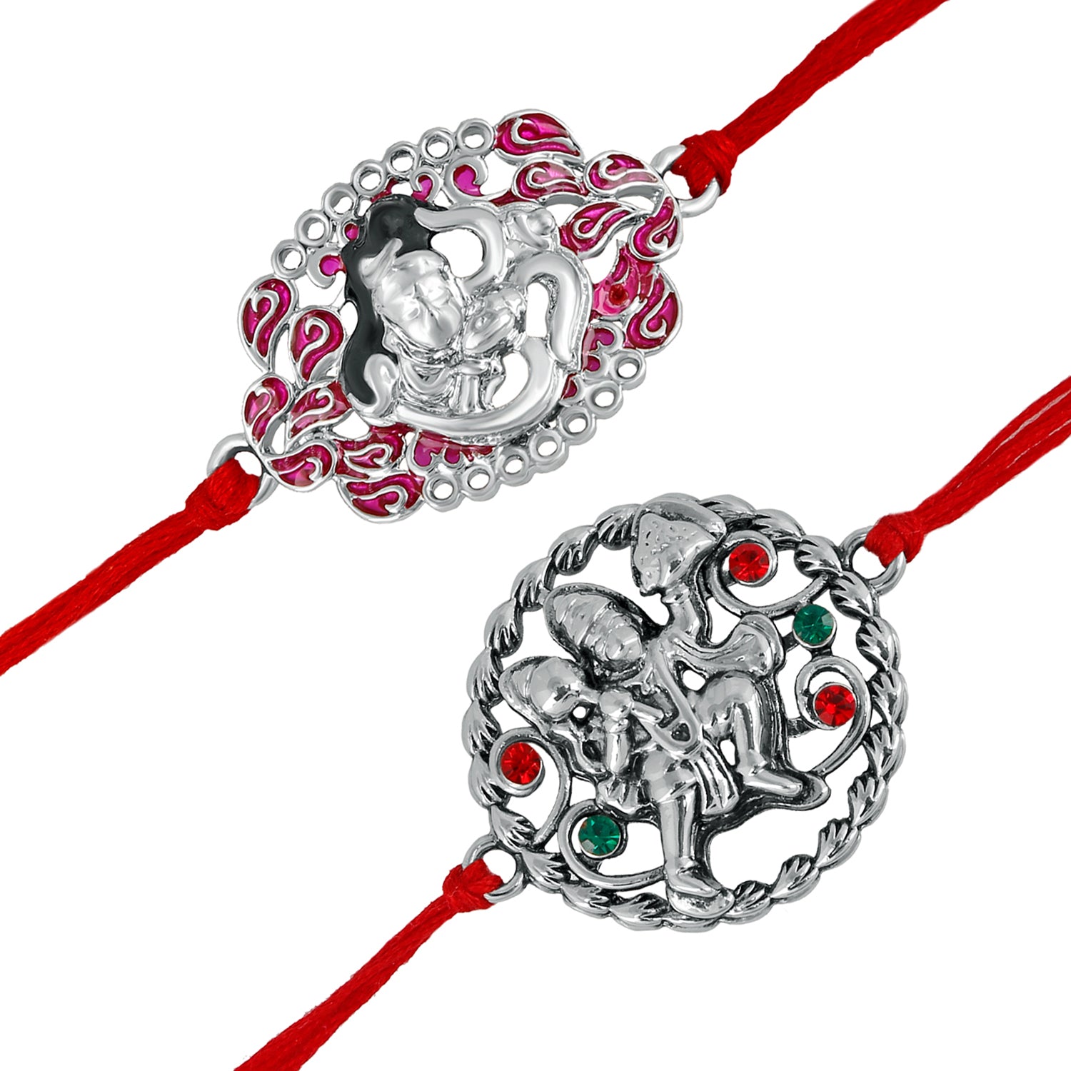 Combo of Shiva and Hanuman Rakhis with Meena Work