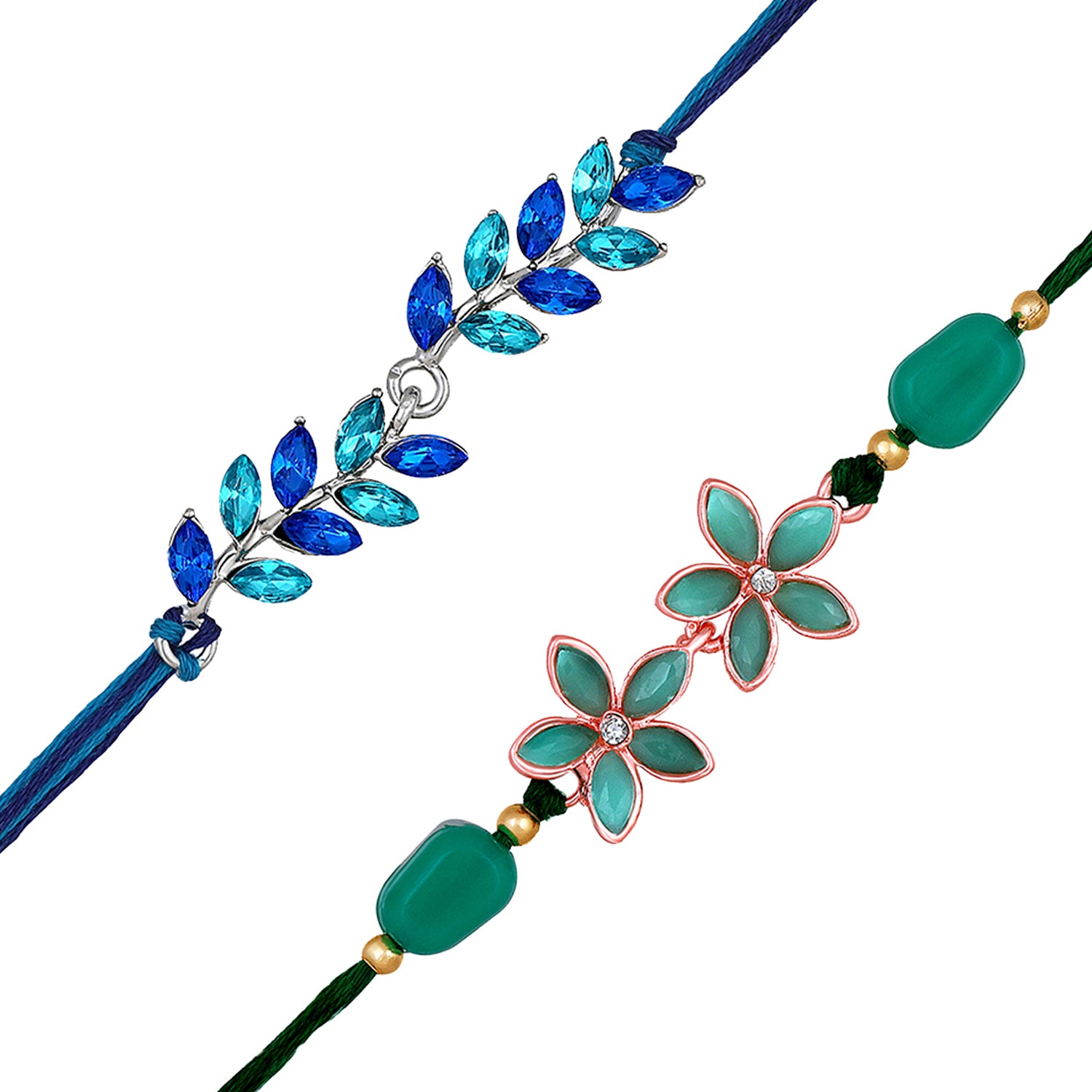 Leafy and Floral Shaped Combo of 2 Rakhis