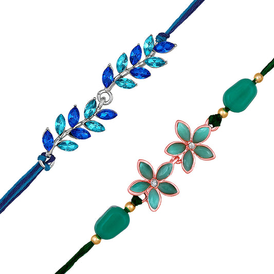Leafy and Floral Shaped Combo of 2 Rakhis