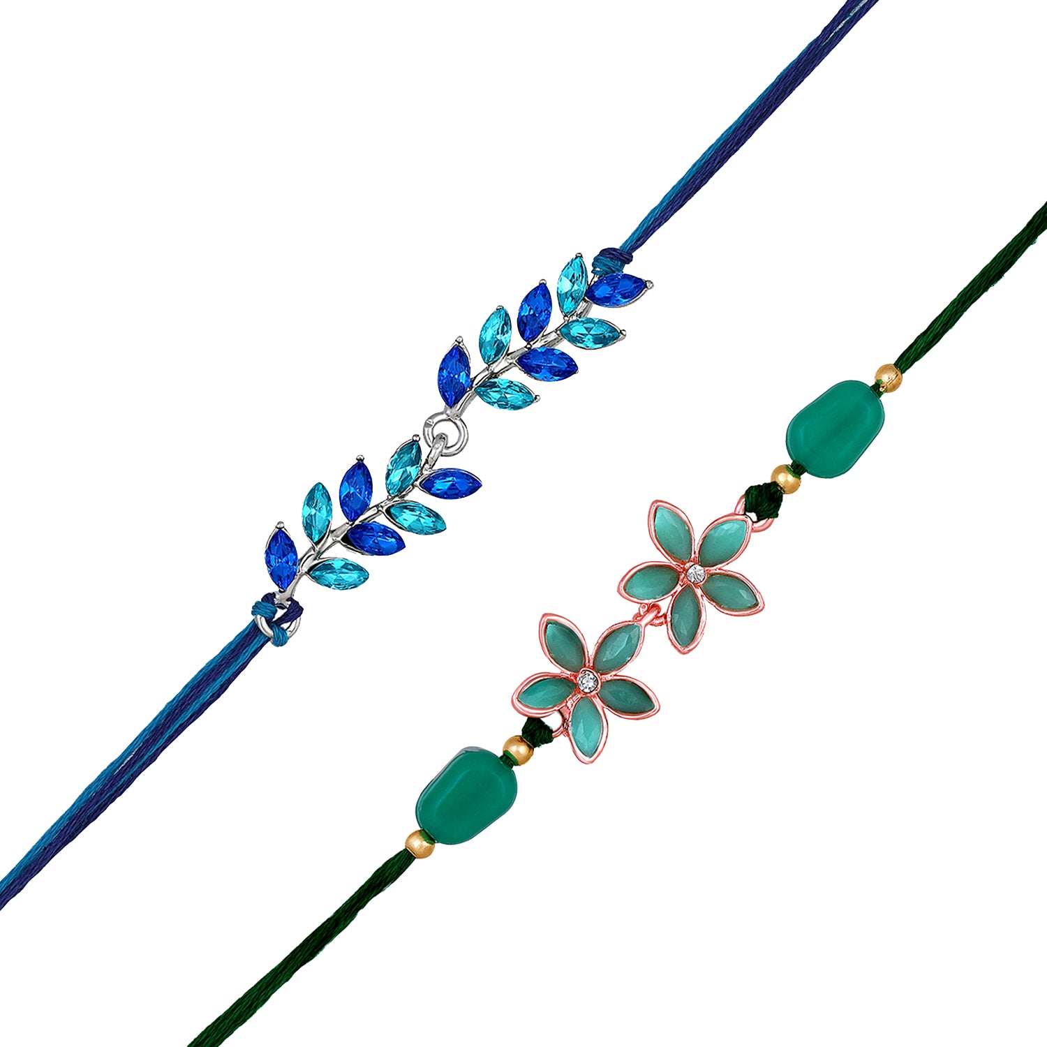 Leafy and Floral Shaped Combo of 2 Rakhis