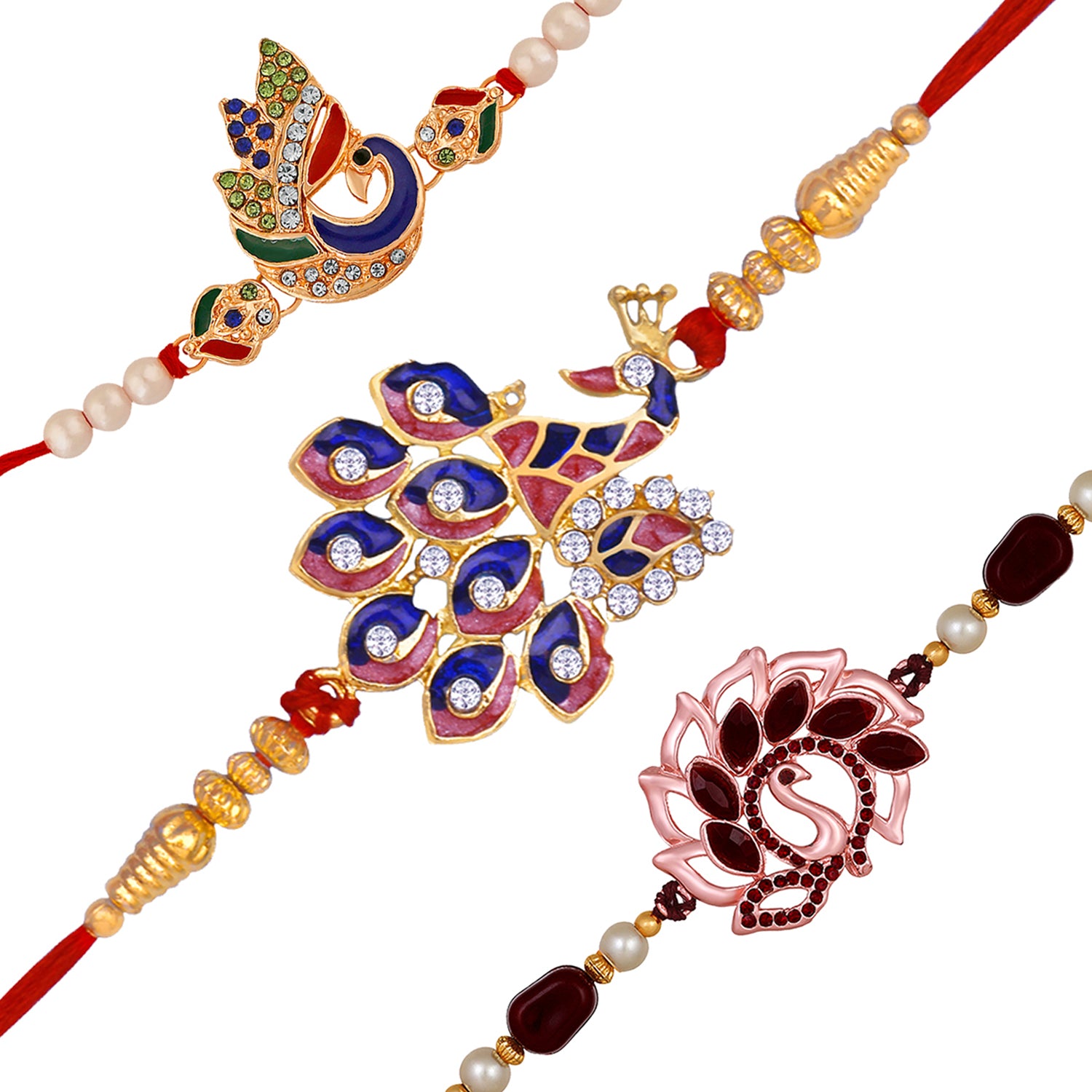 Combo of 3 Charming Peacock Shaped Rakhis