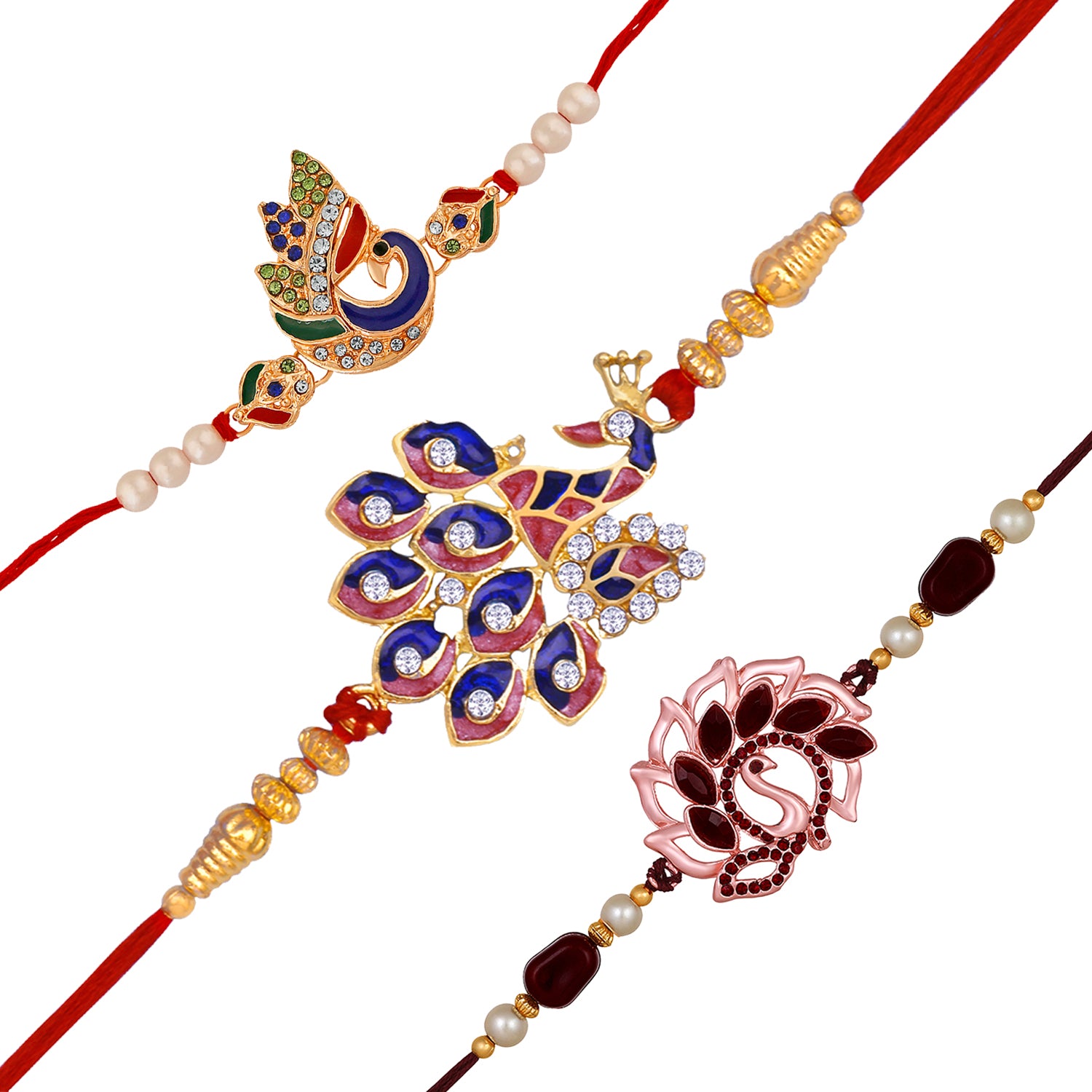 Combo of 3 Charming Peacock Shaped Rakhis