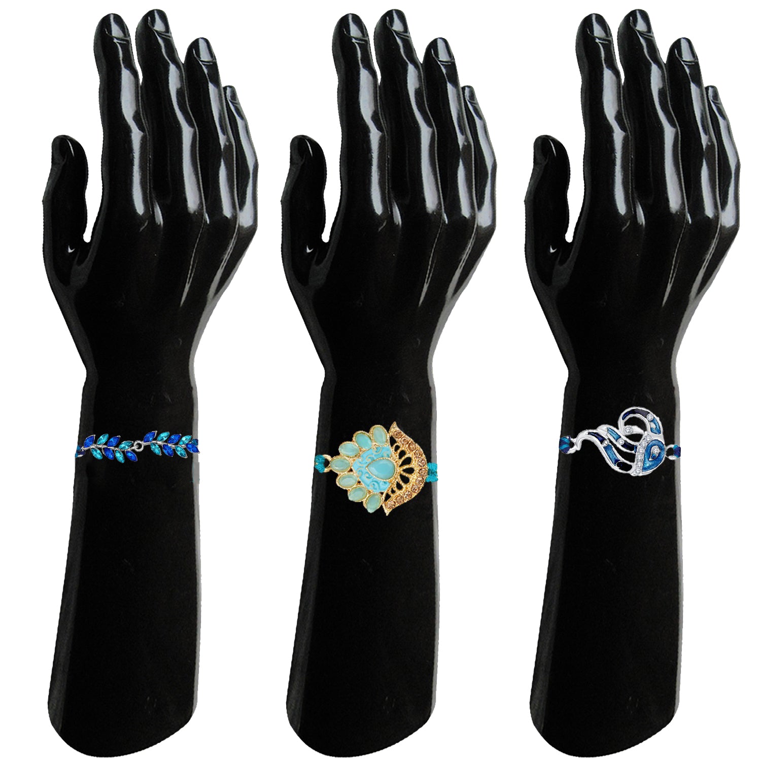 Combo of Floral, Leaf and Peacock Shaped Rakhis