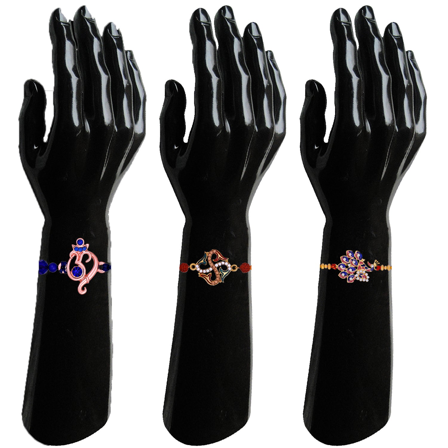 Combo of Ganpati Swastik and Peacock Shaped Rakhi's