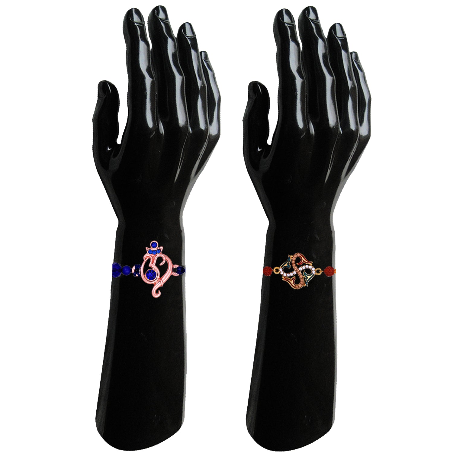 Multicolor Combo of Evil Eye, Ganpati, Swastik and Peacock Shaped Rakhi Set