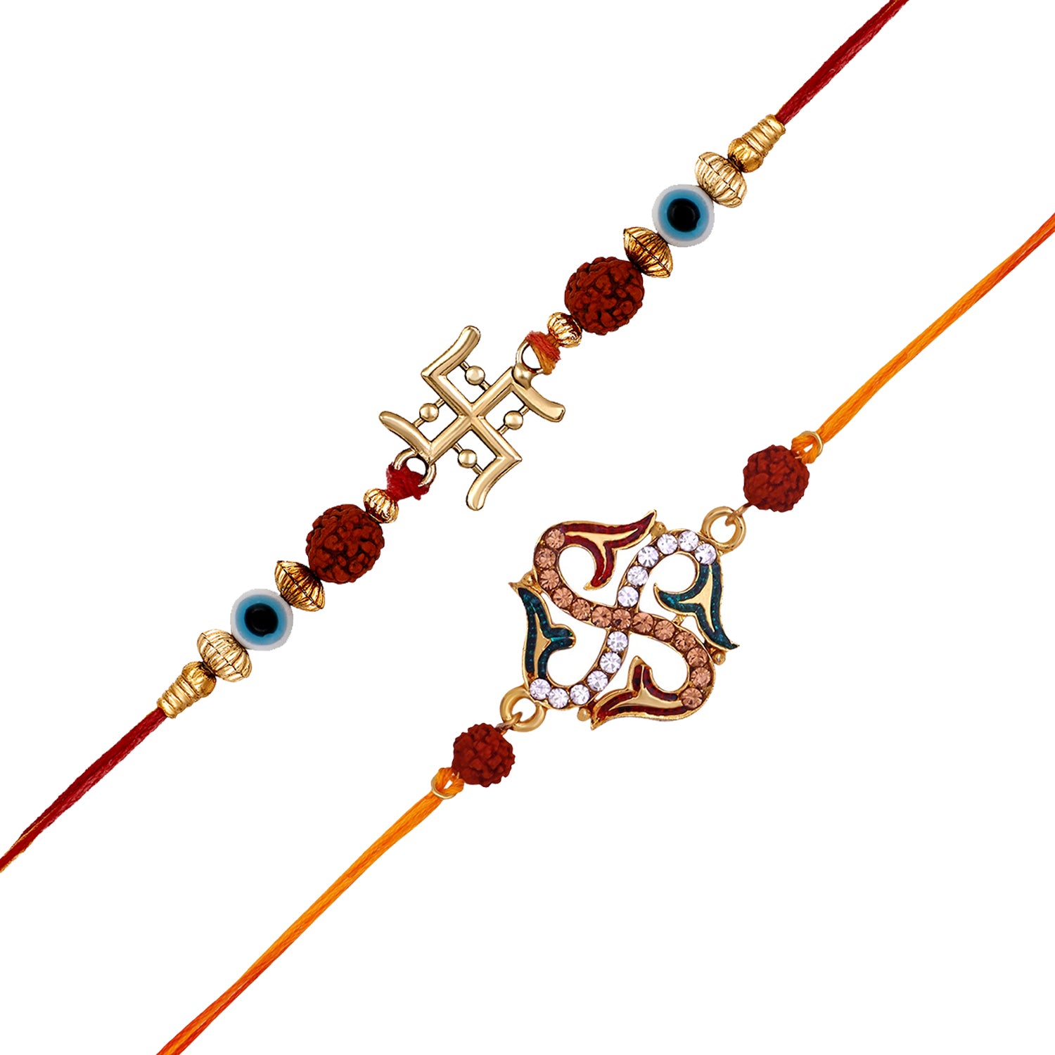 Combo of Evil Eye and Swastik Rakhi's