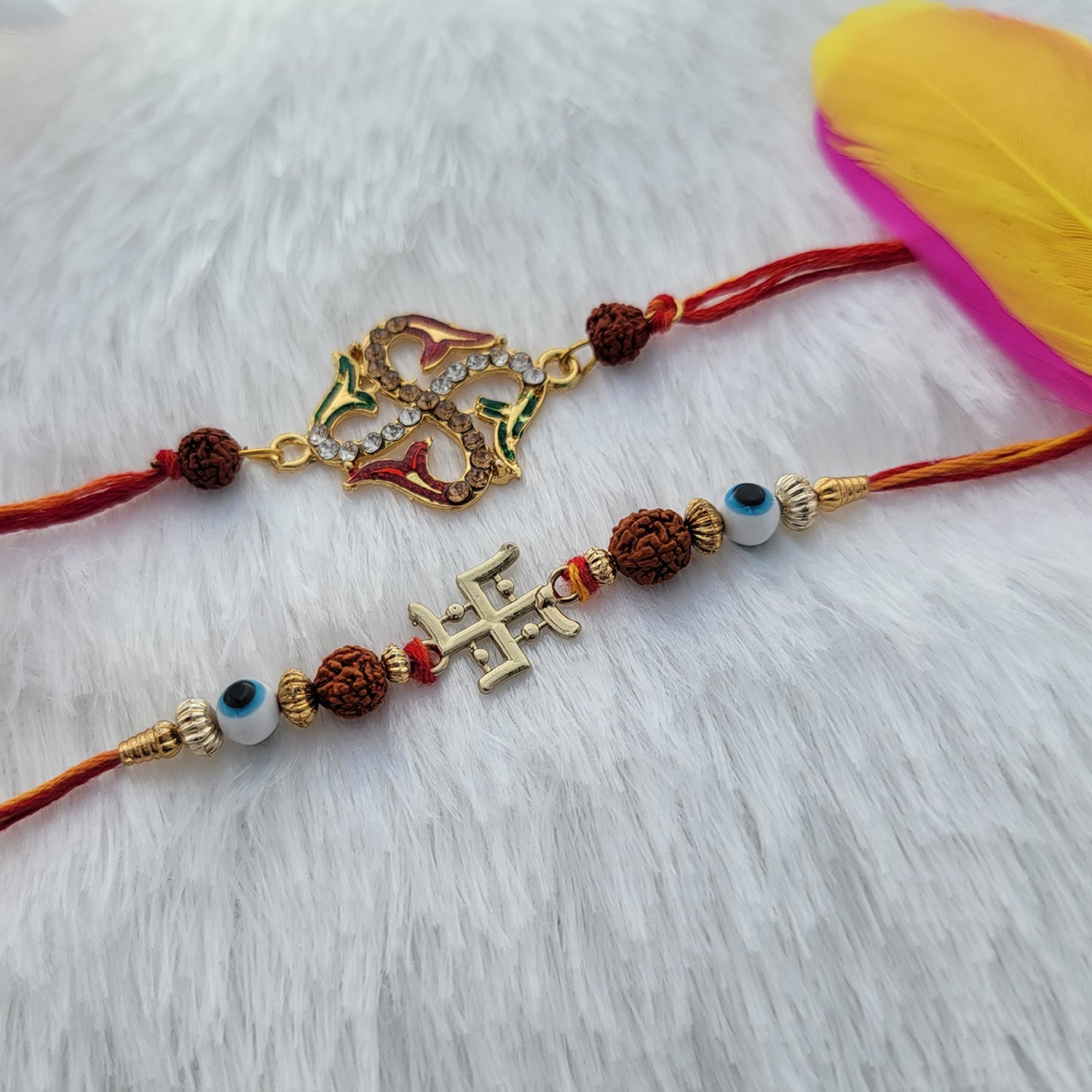 Combo of Evil Eye and Swastik Rakhi's