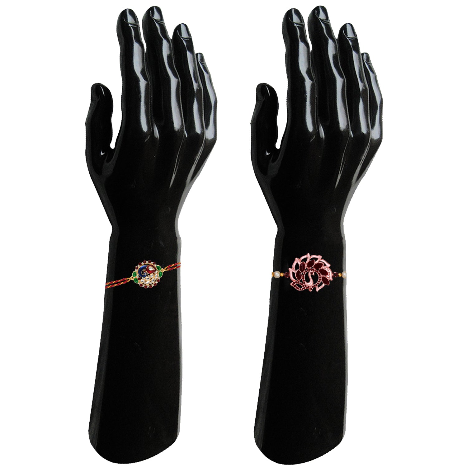 Combo of 4 Multicolor Crystals Peacock Shaped Rakhis