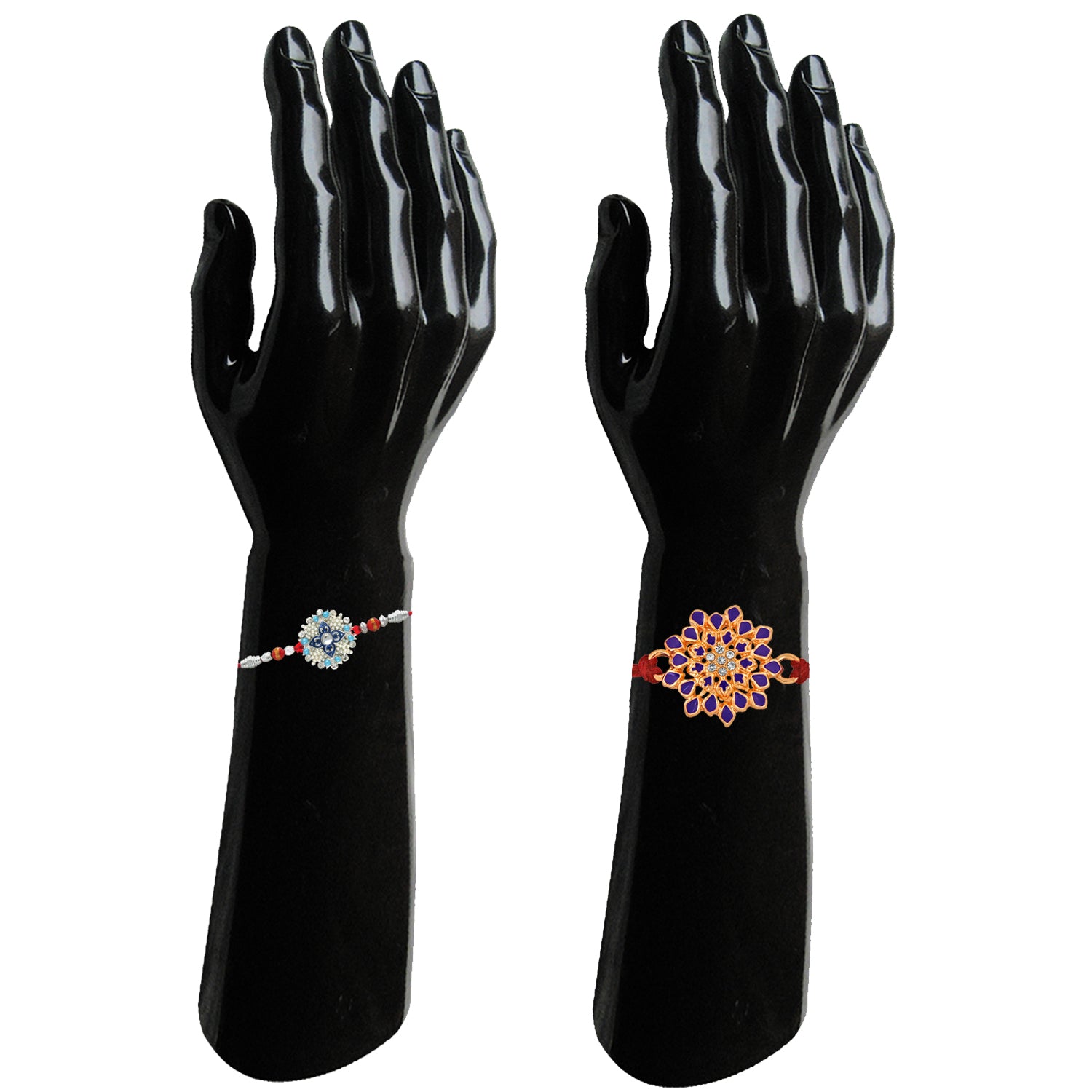 Combo of Floral and Leafy Rakhis with Meenakari Work