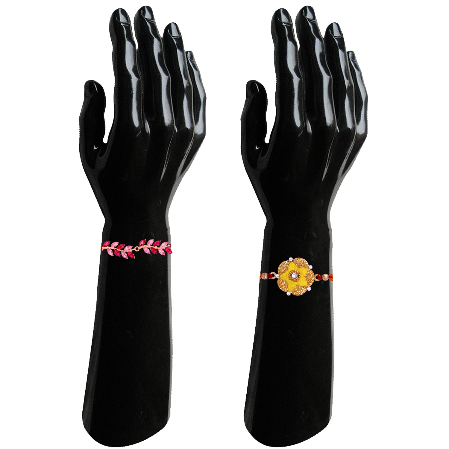 Combo of Floral and Leafy Rakhis with Meenakari Work