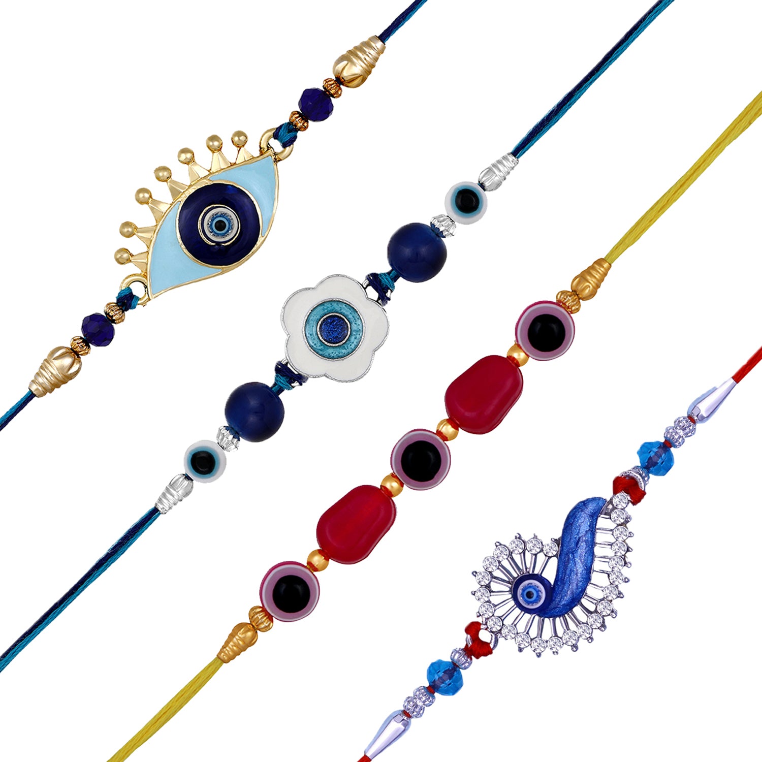 Combo of 4 Evil Eye Rakhi's with Meenakari Work