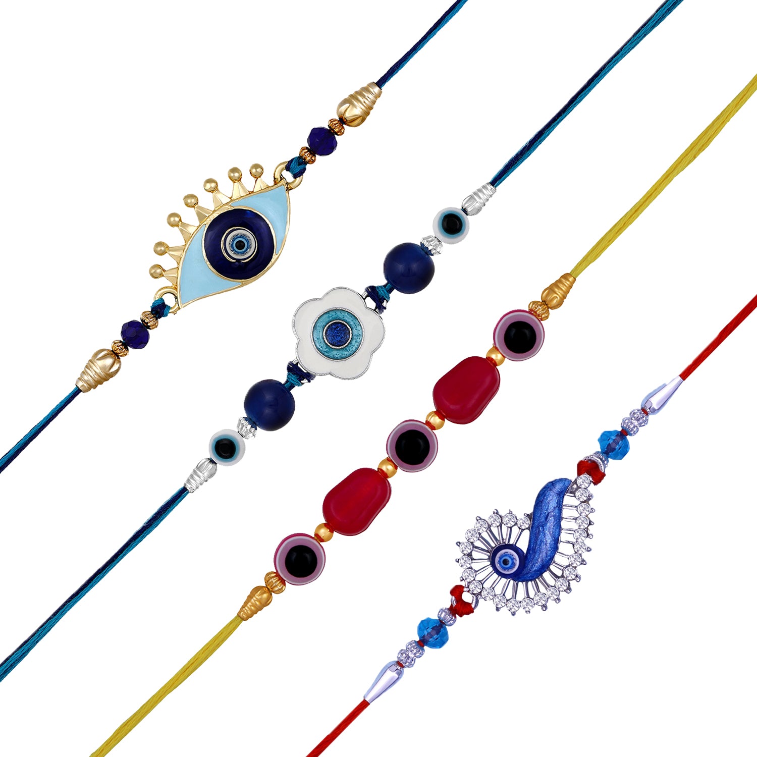 Combo of 4 Evil Eye Rakhi's with Meenakari Work
