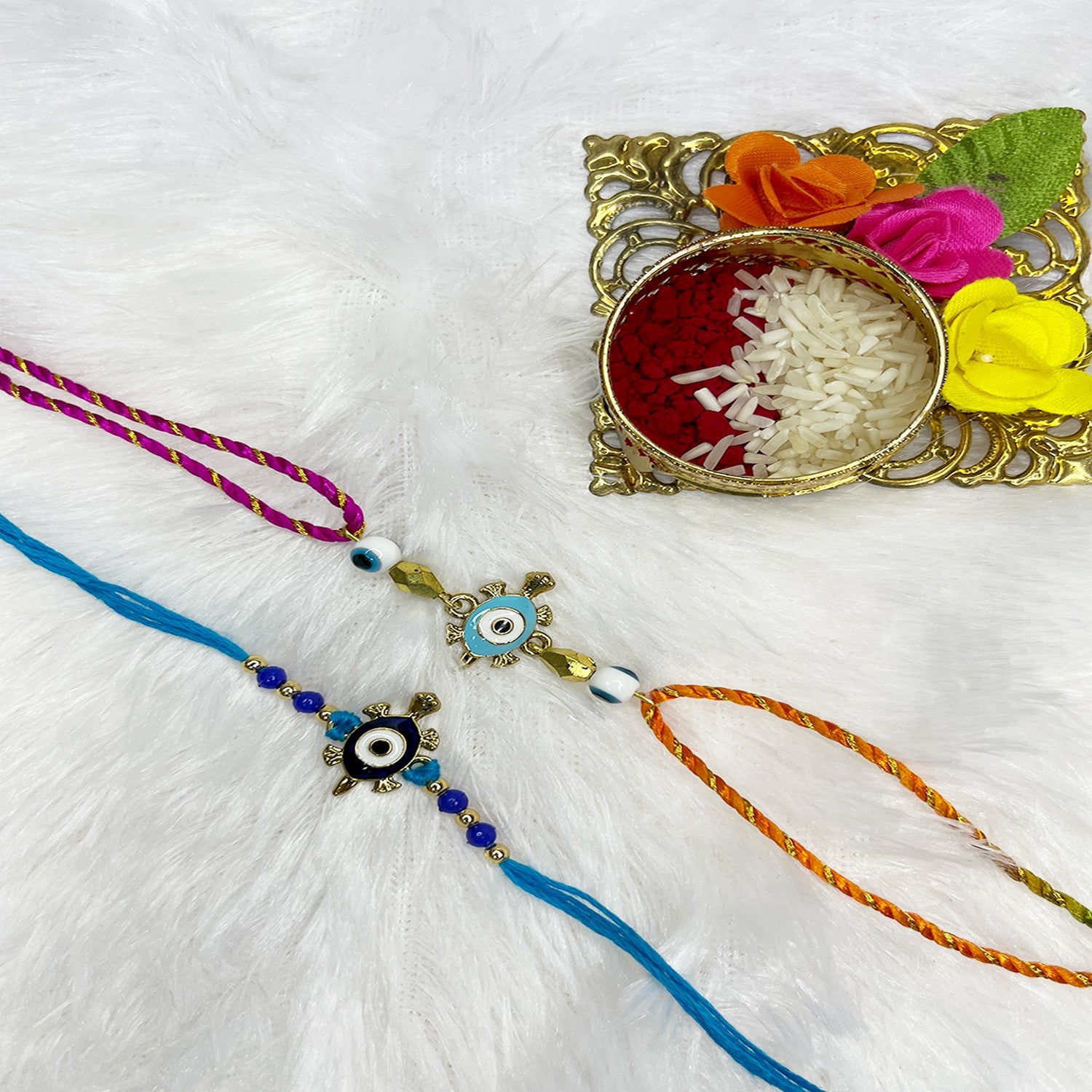 Combo of 2 Evil Eye and Tortise-Shaped Rakhis