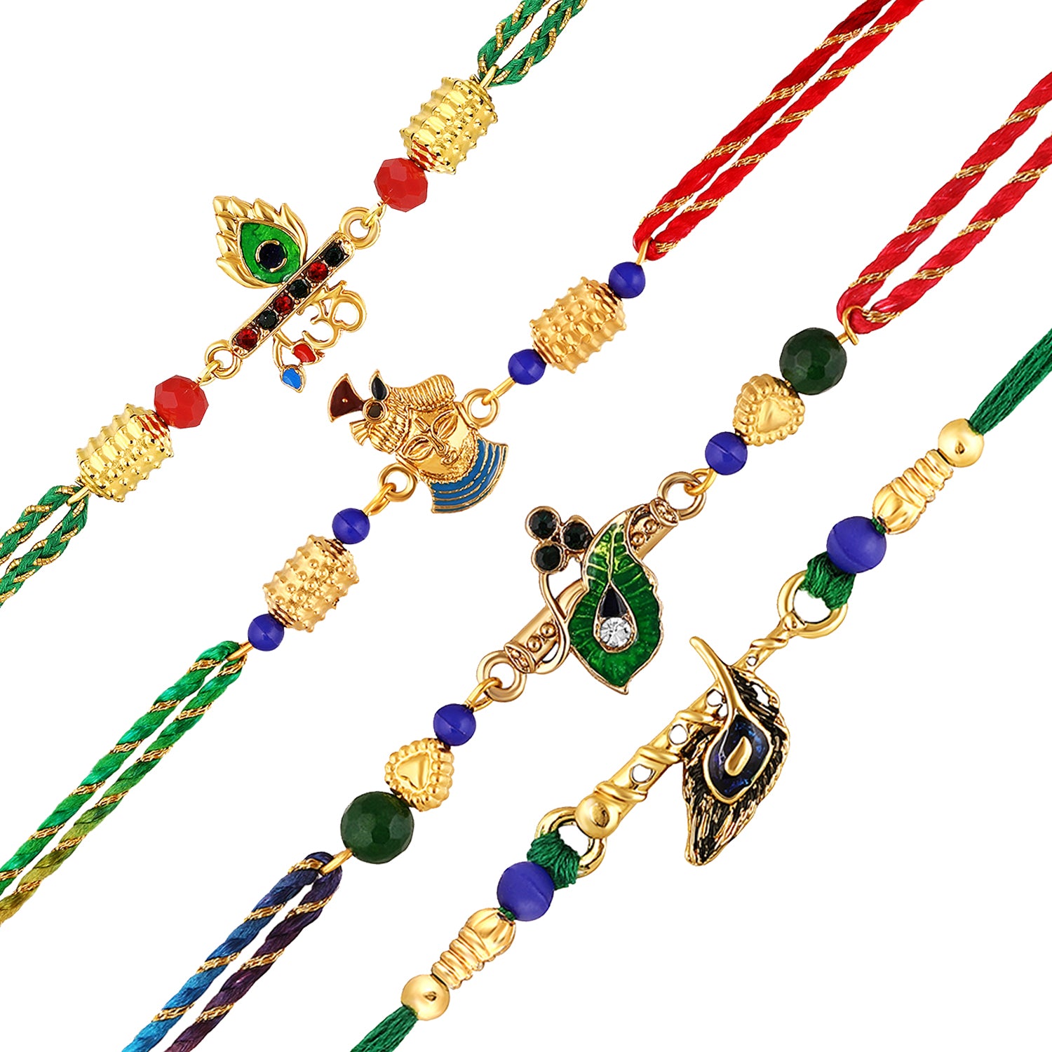 Combo of Krishna Flute, Krishanaji and Peacock-Feather Rakhi