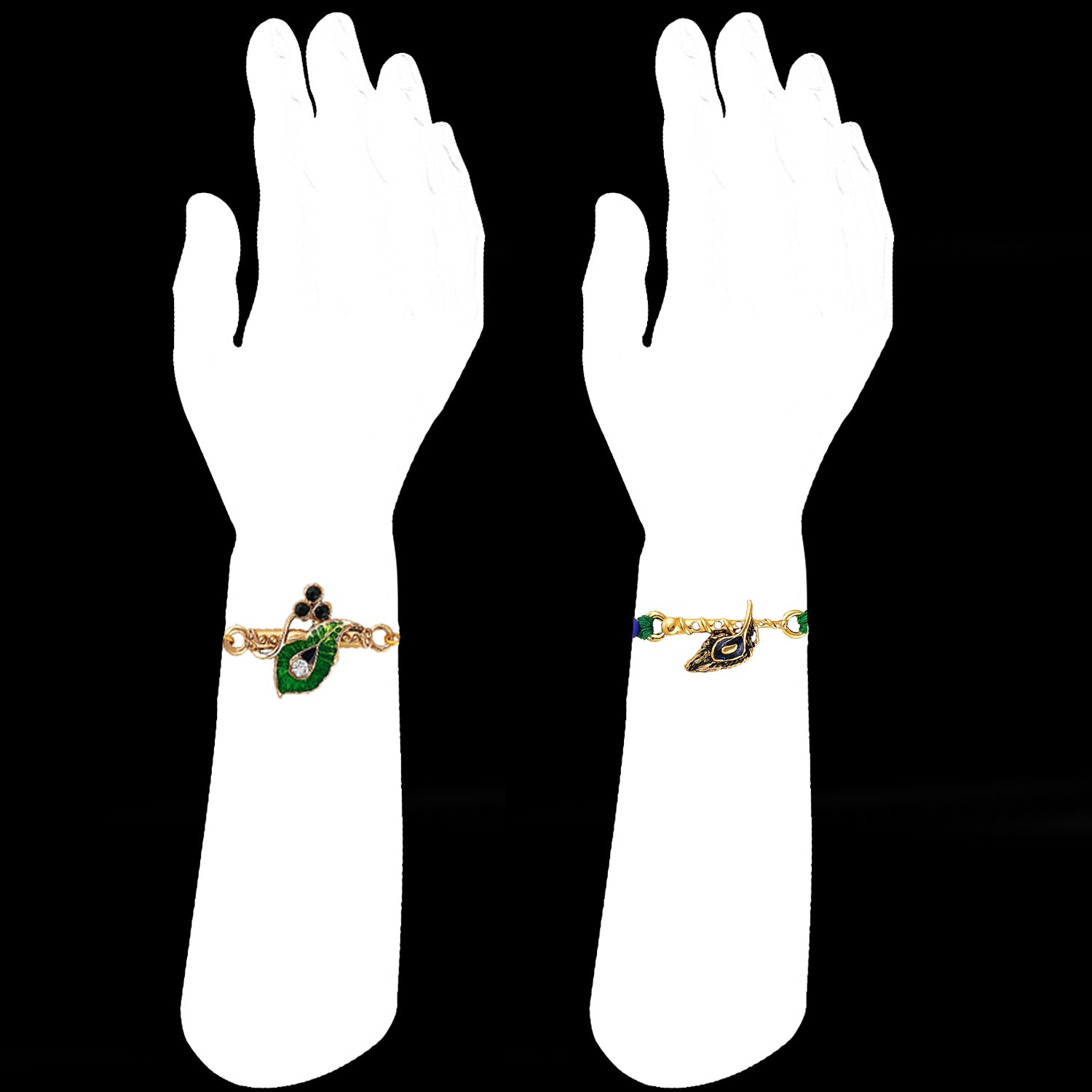 Combo of Krishna Flute, Krishanaji and Peacock-Feather Rakhi