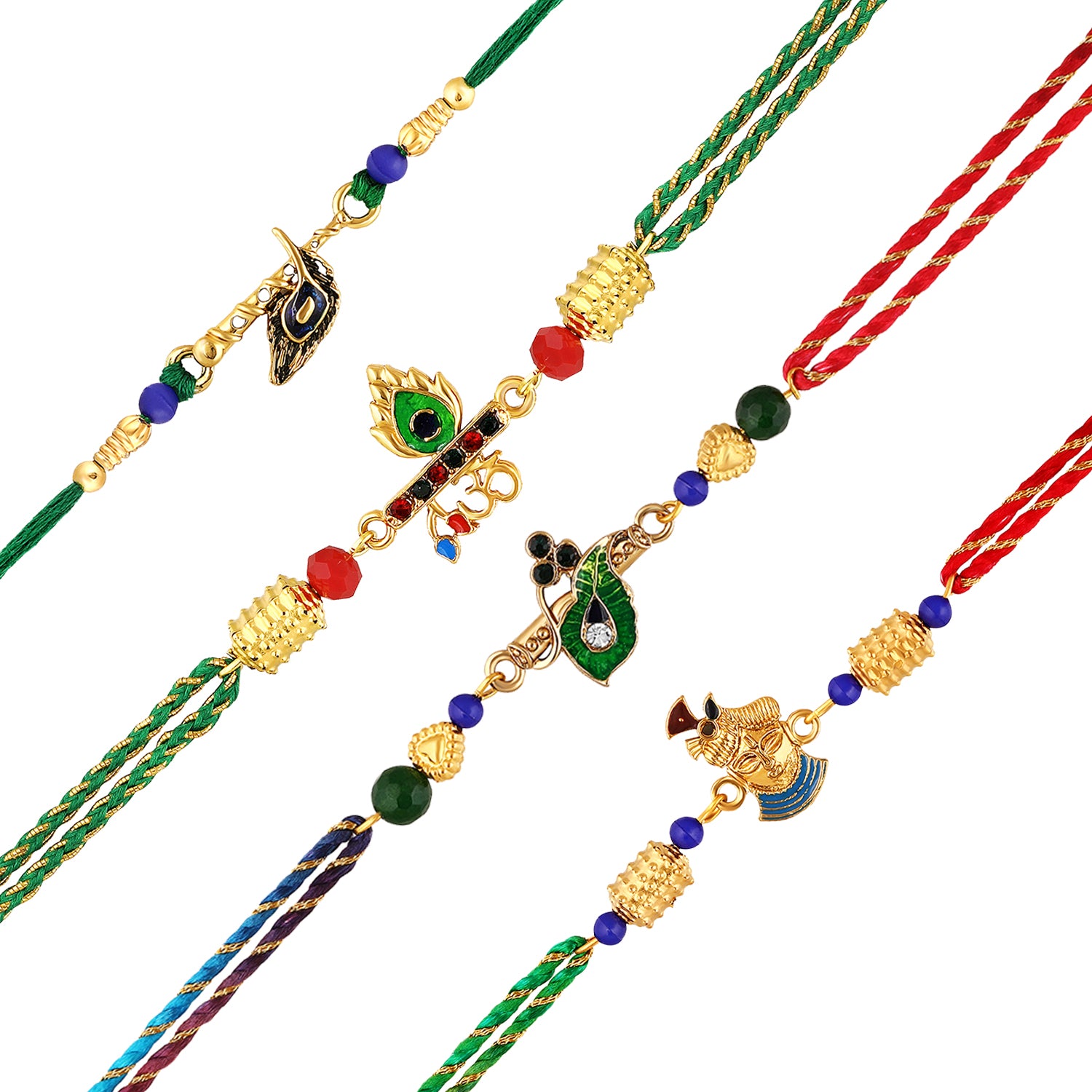 Combo of Krishna Flute, Krishanaji and Peacock-Feather Rakhi