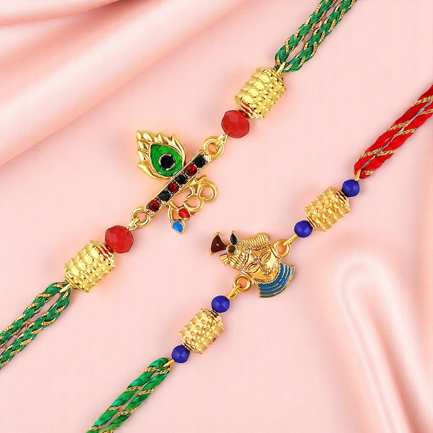 Colurful Rakshabandhan Combo of Krishna and OM Rakhi