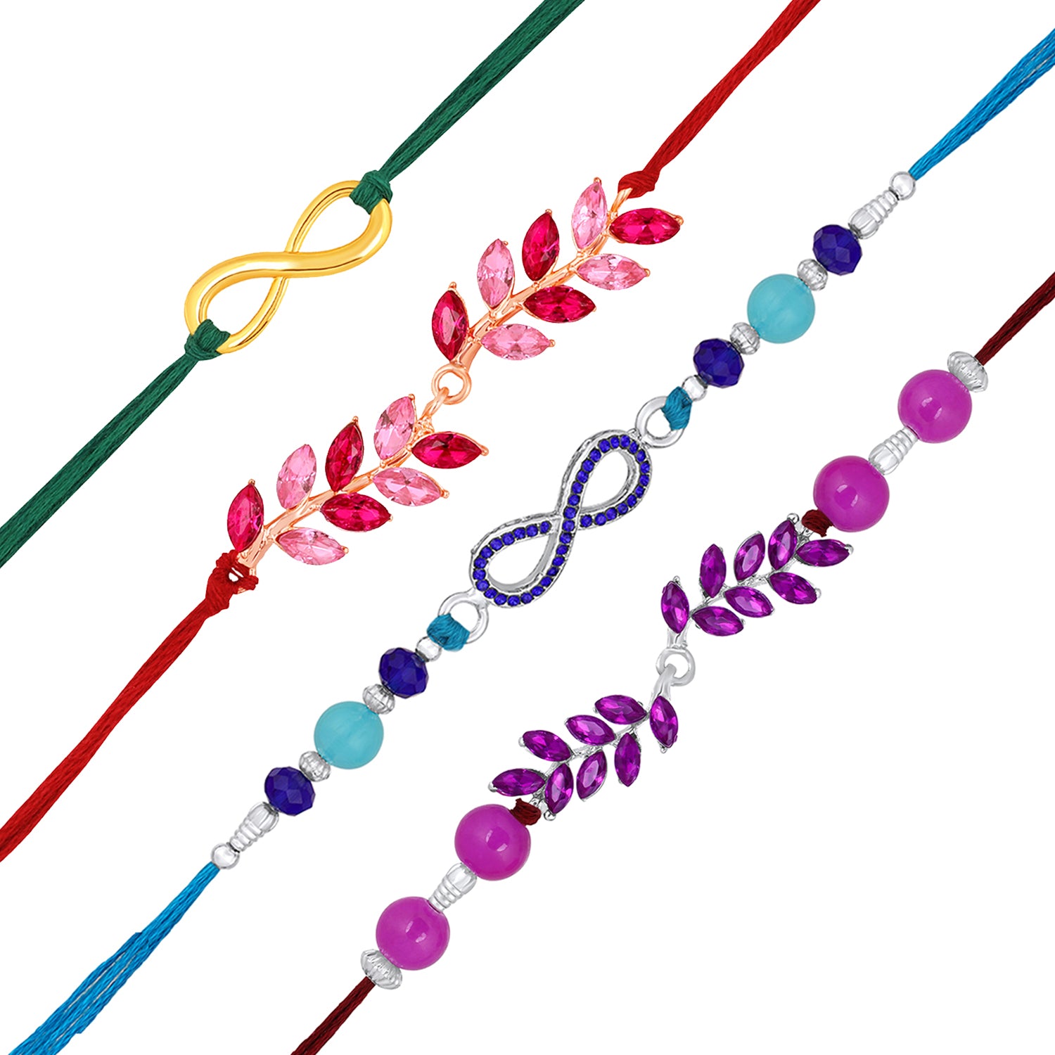 Combo of 4 Beautiful Crystal Studded Rakhis