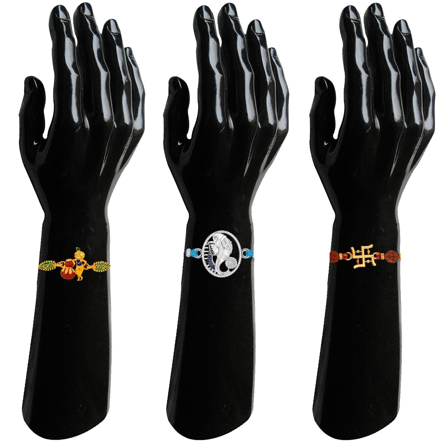 Religious Combo of OM Ganesha and Swastik Rakhi