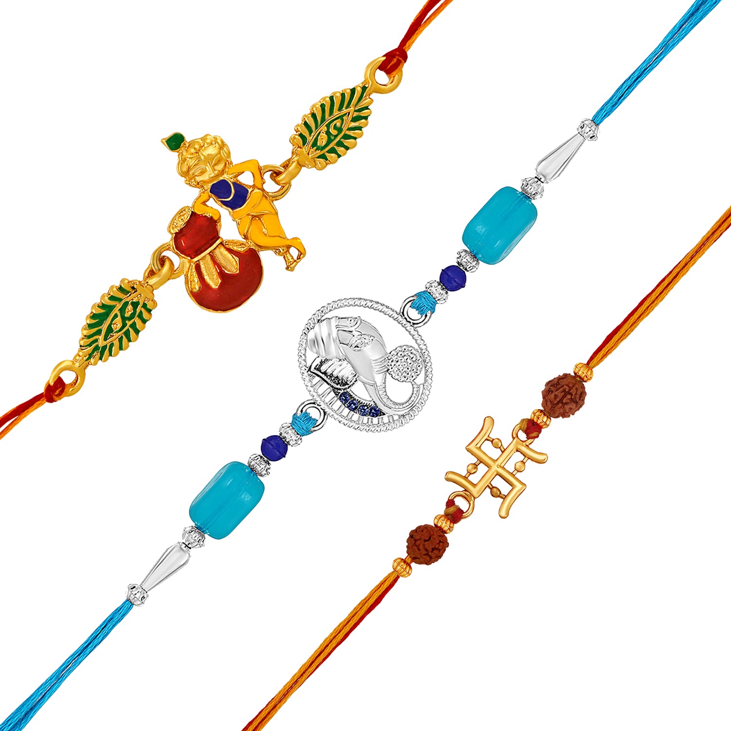 Religious Combo of OM Ganesha and Swastik Rakhi