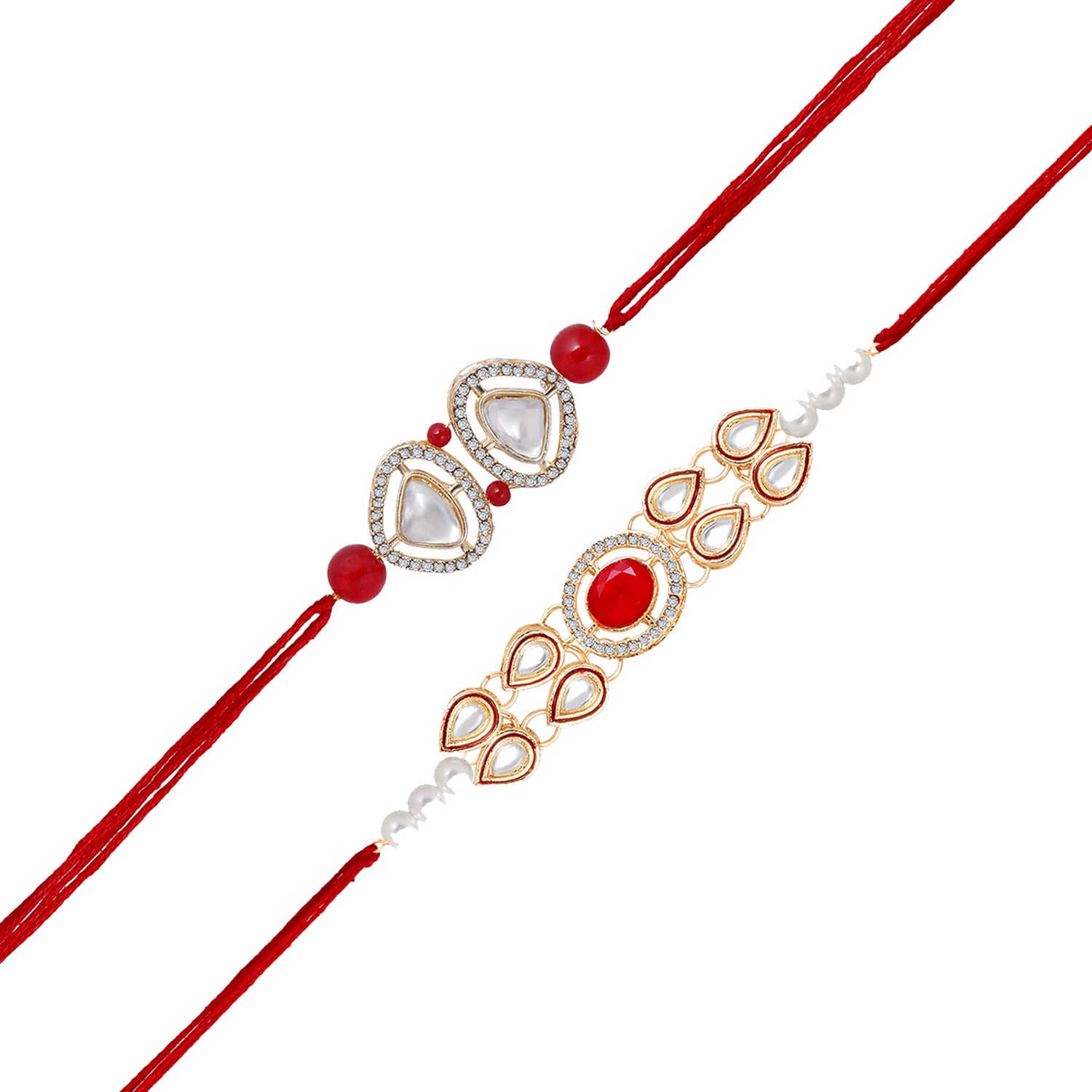 Classic Kundan Studded Ethnic Thread Rakhi Set