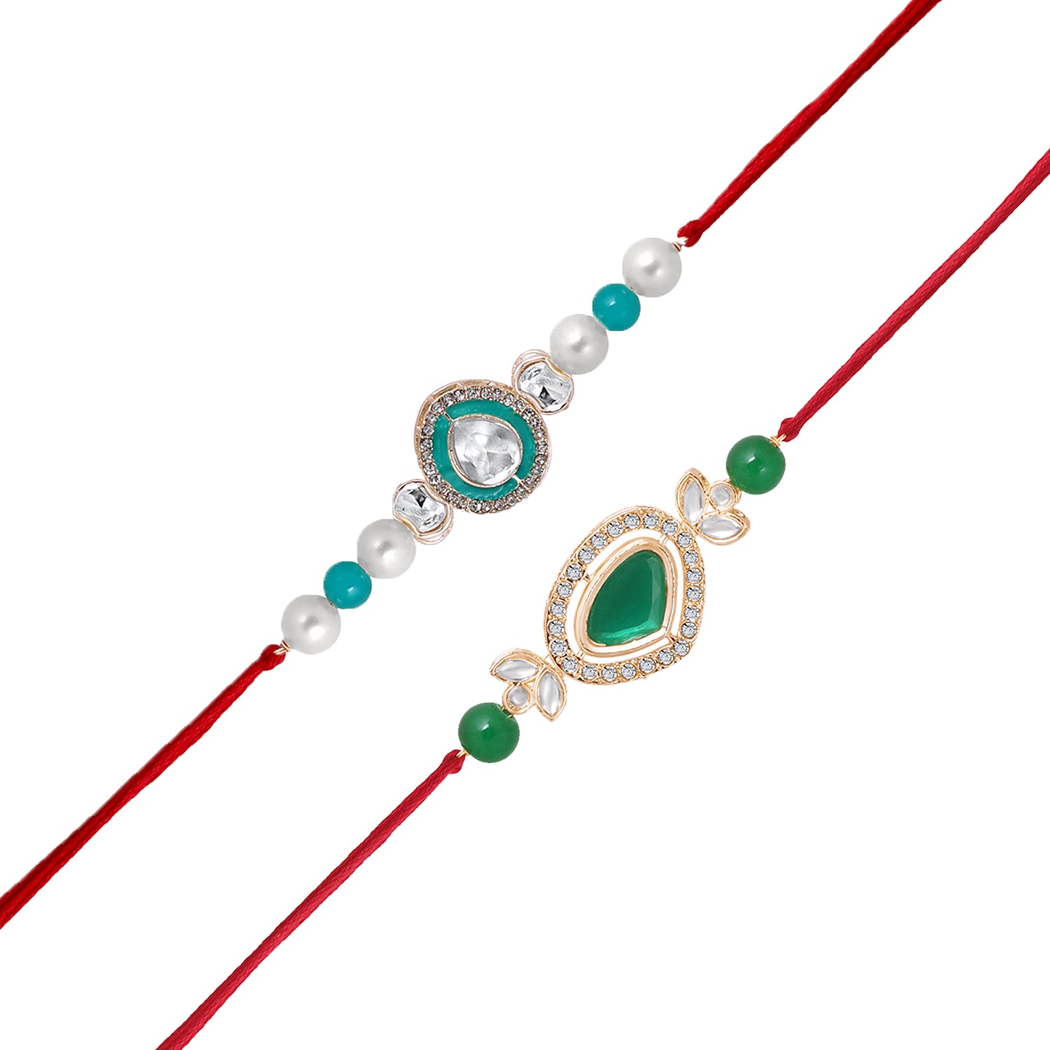 Classic Kundan Studded Ethnic Thread Rakhi Set