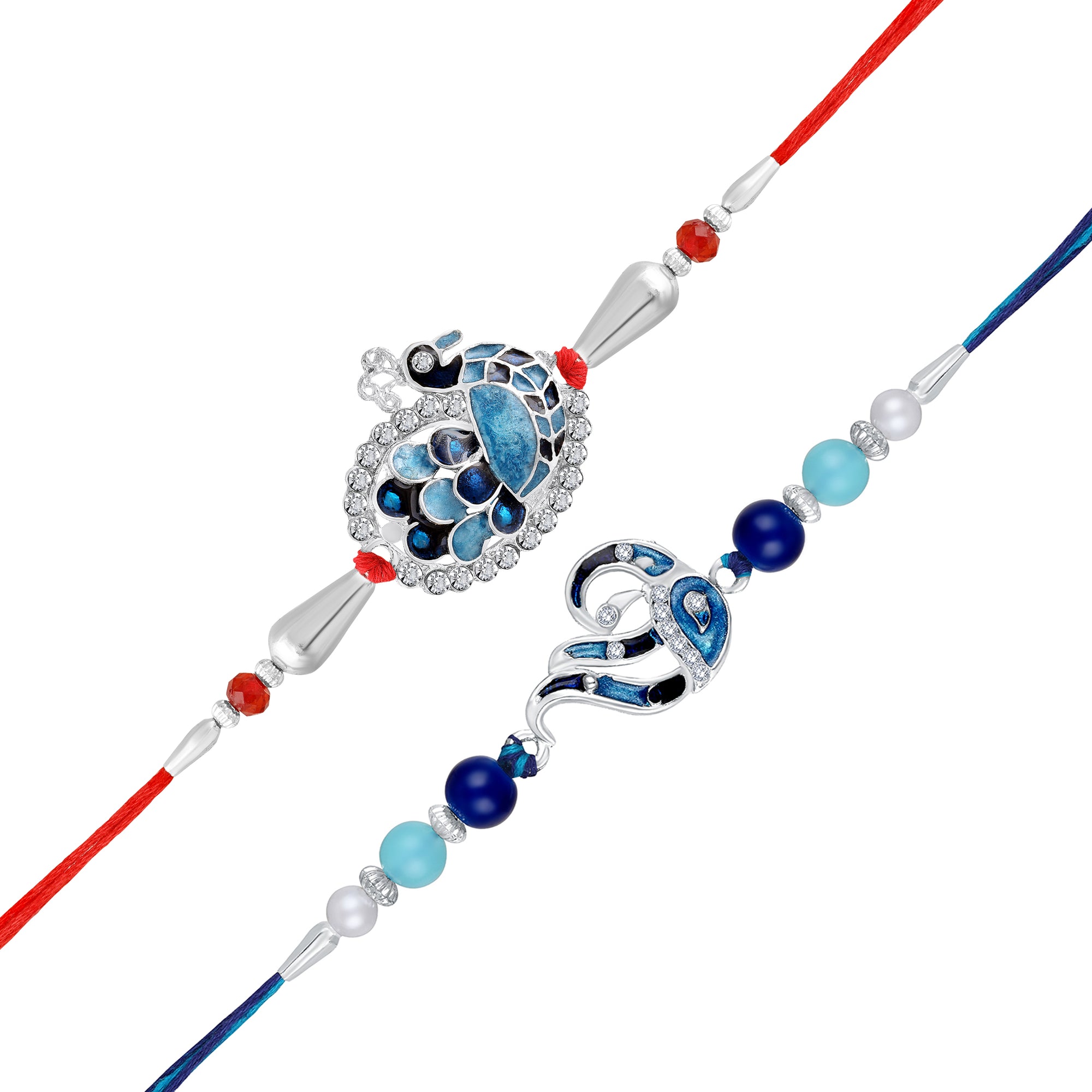 Peacock-Shaped Rakhi's Combo of 2 for Brother
