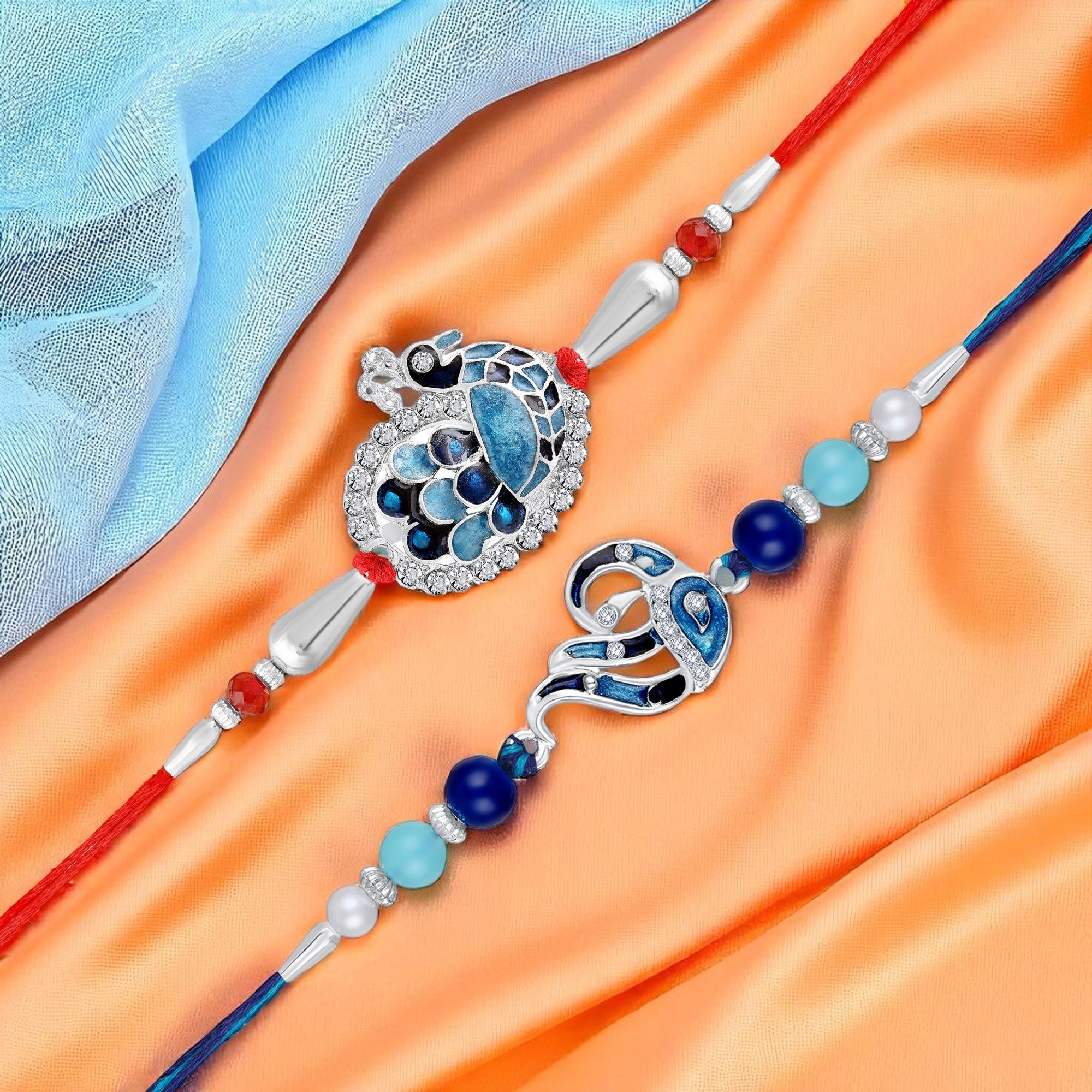 Peacock-Shaped Rakhi's Combo of 2 for Brother
